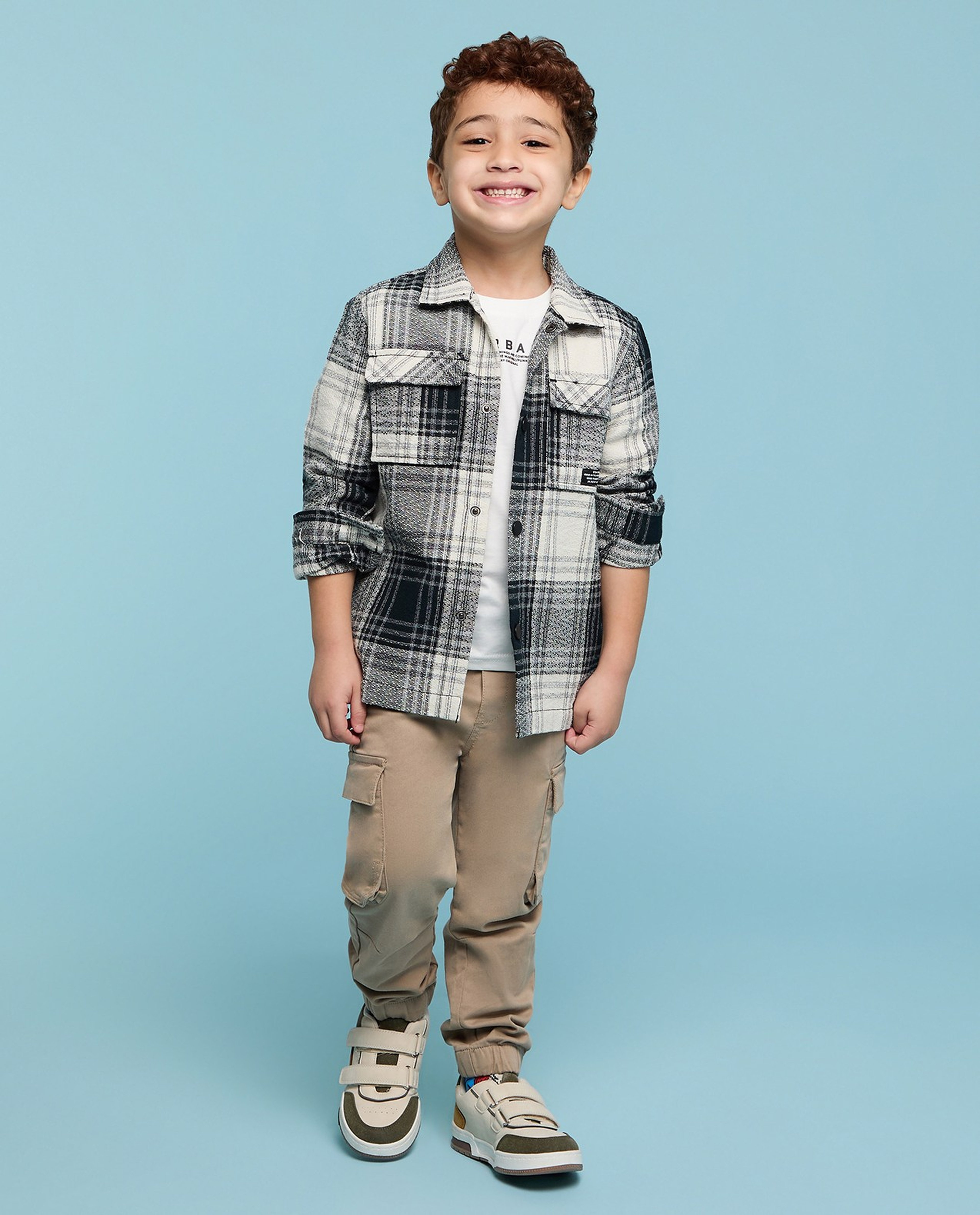 قميص كاروهات كم طويل بياقة كلاسيك