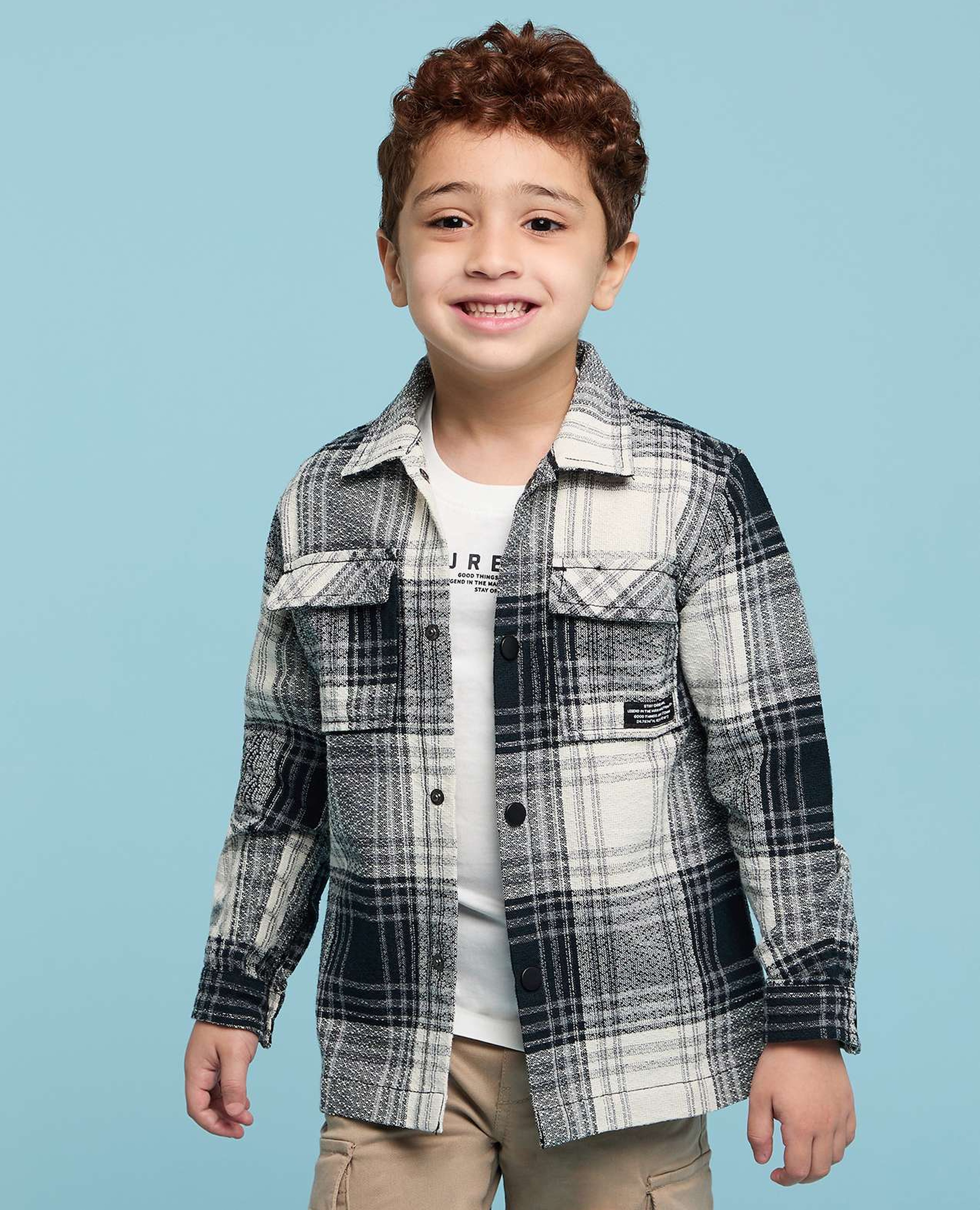 قميص كاروهات كم طويل بياقة كلاسيك