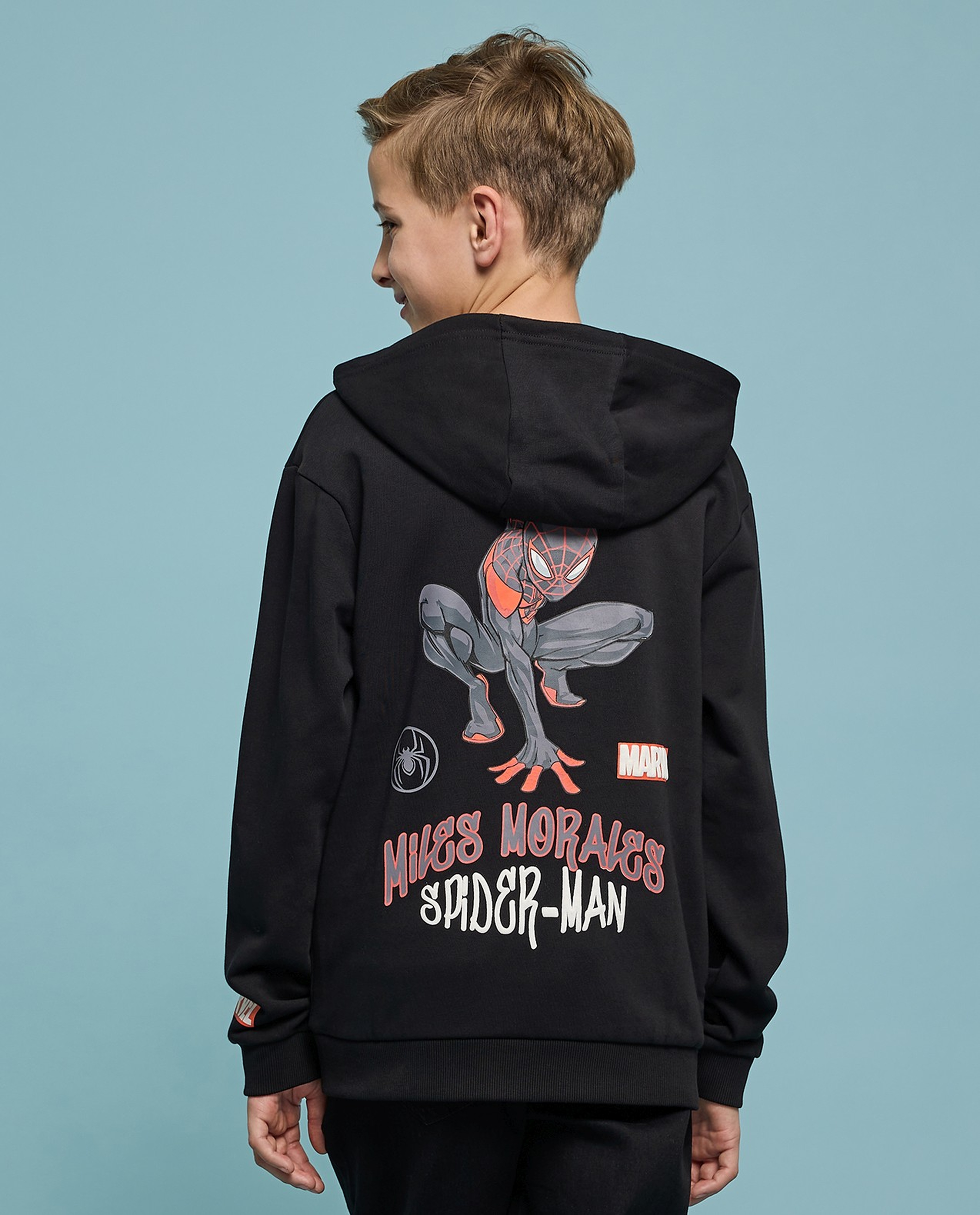 Spiderman Printed Hoodie with Long Sleeves