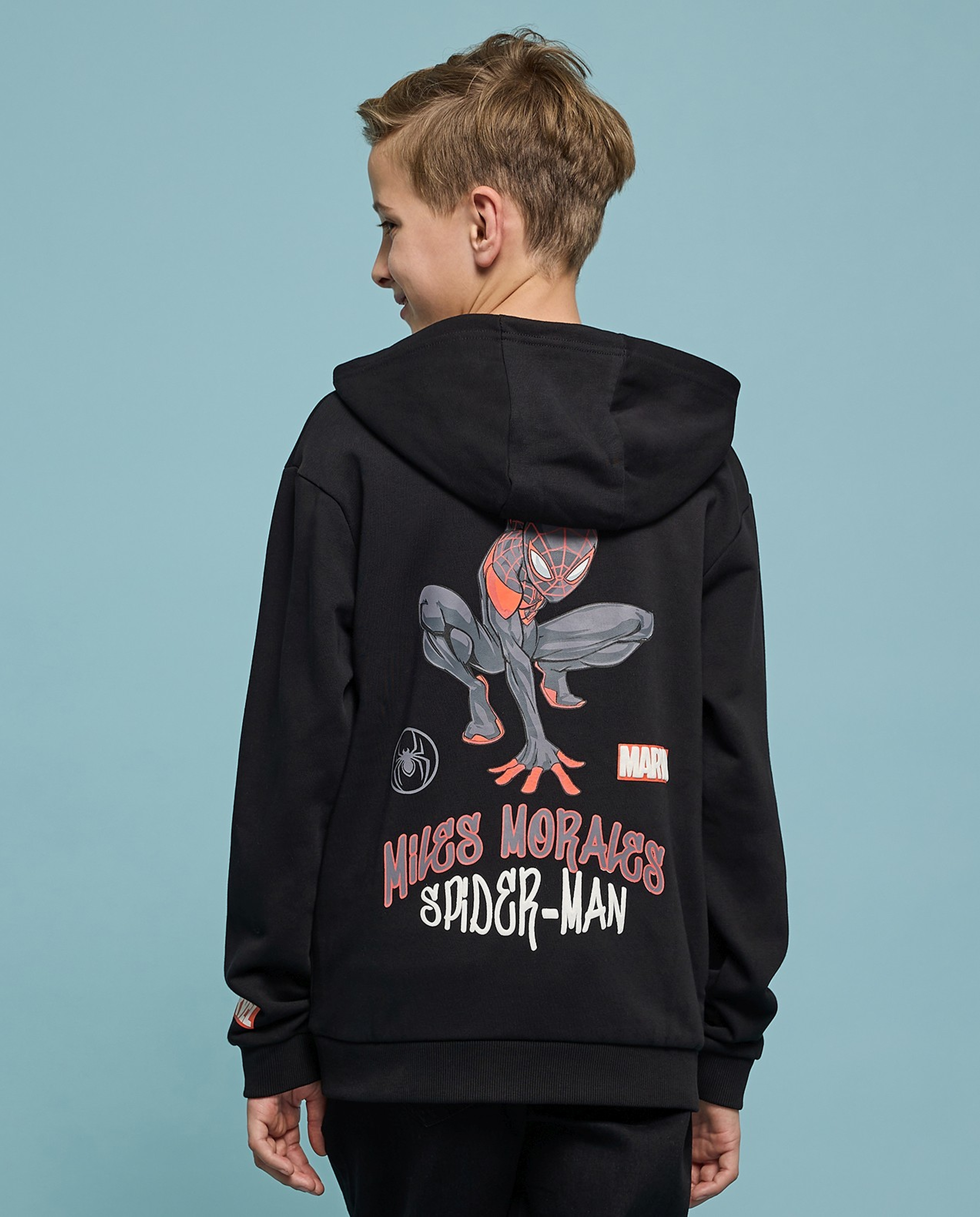 Spiderman Printed Hoodie with Long Sleeves
