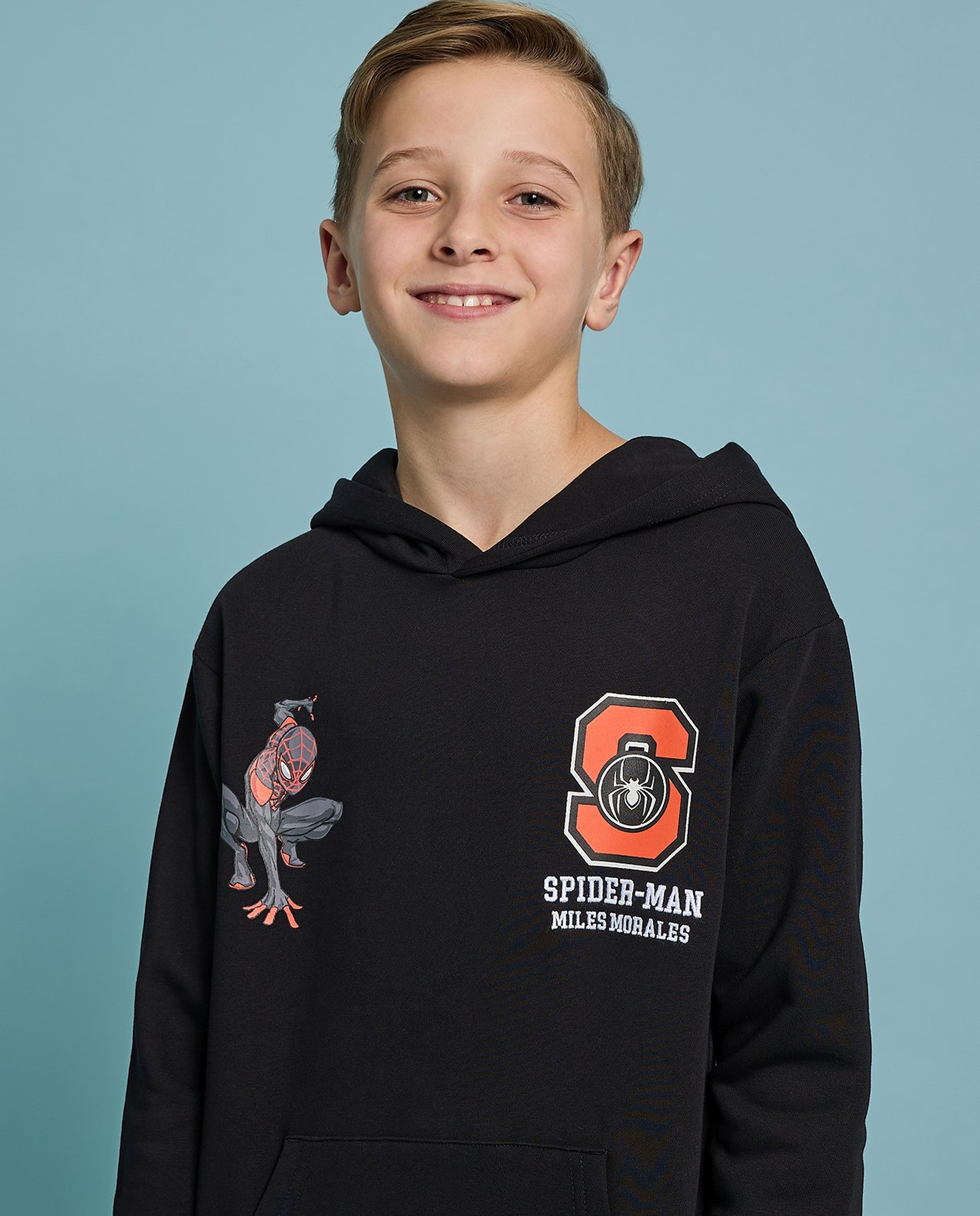 Spiderman Printed Hoodie with Long Sleeves