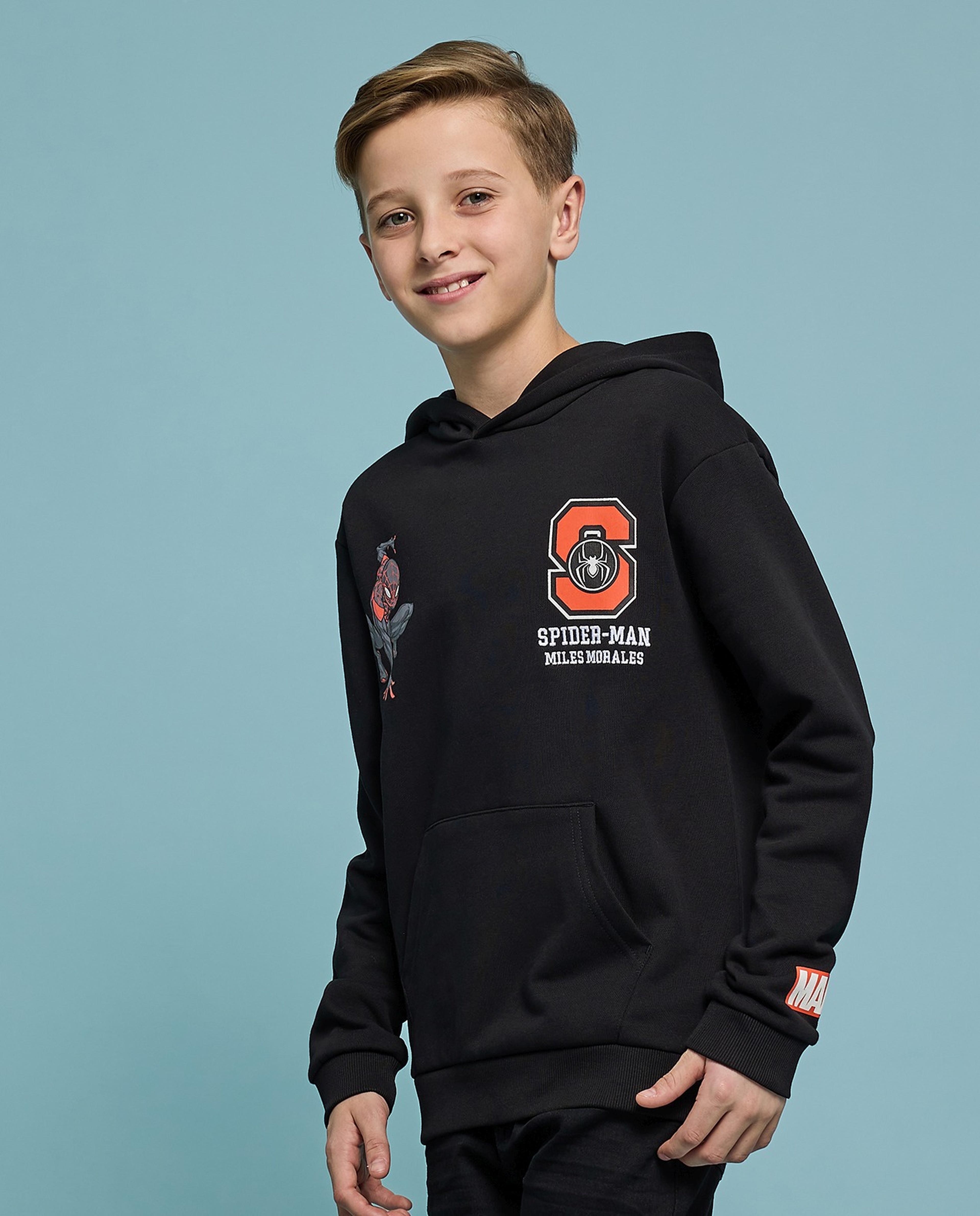 Spiderman Printed Hoodie with Long Sleeves