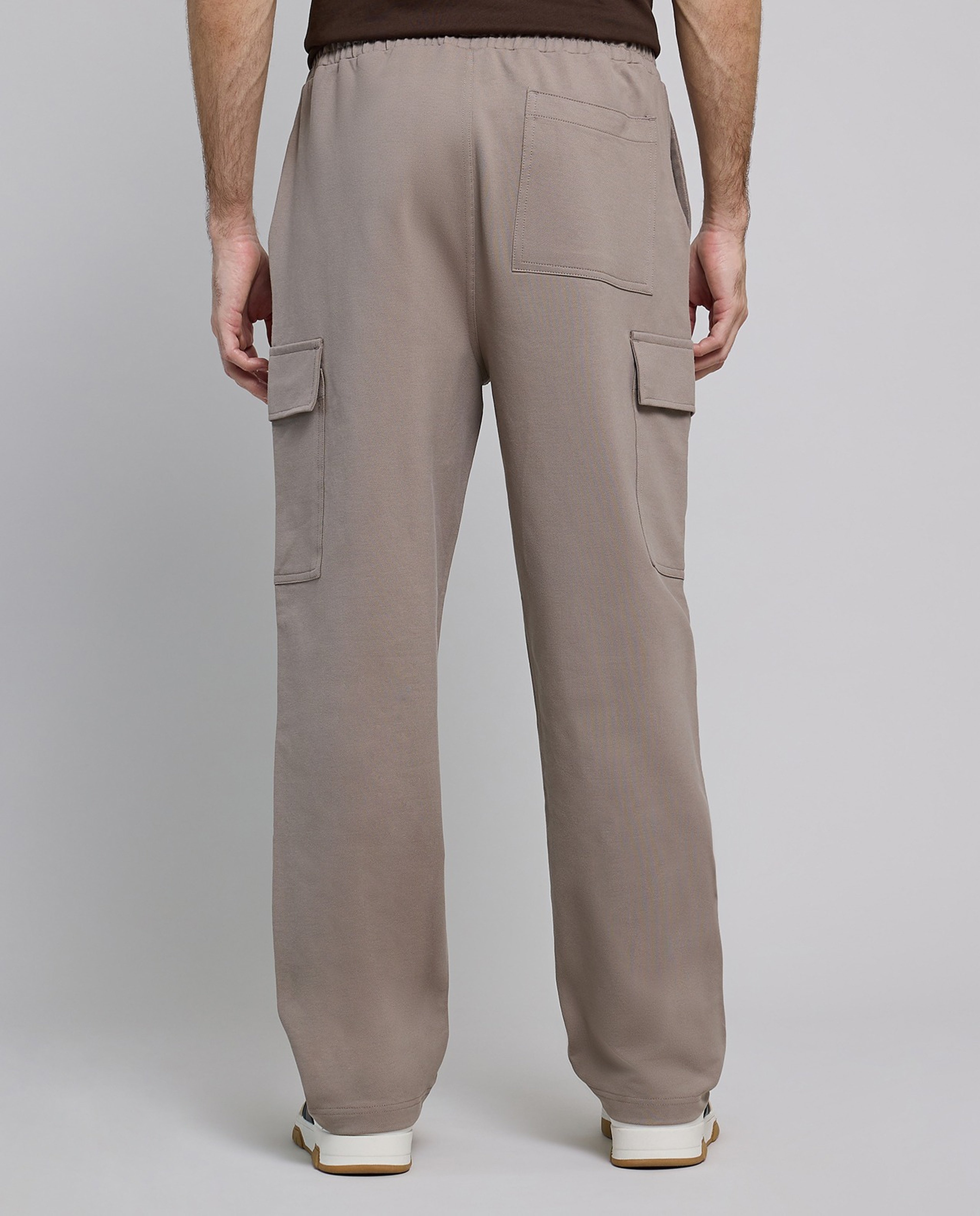 Solid Cargo Pants with Elastic Waist