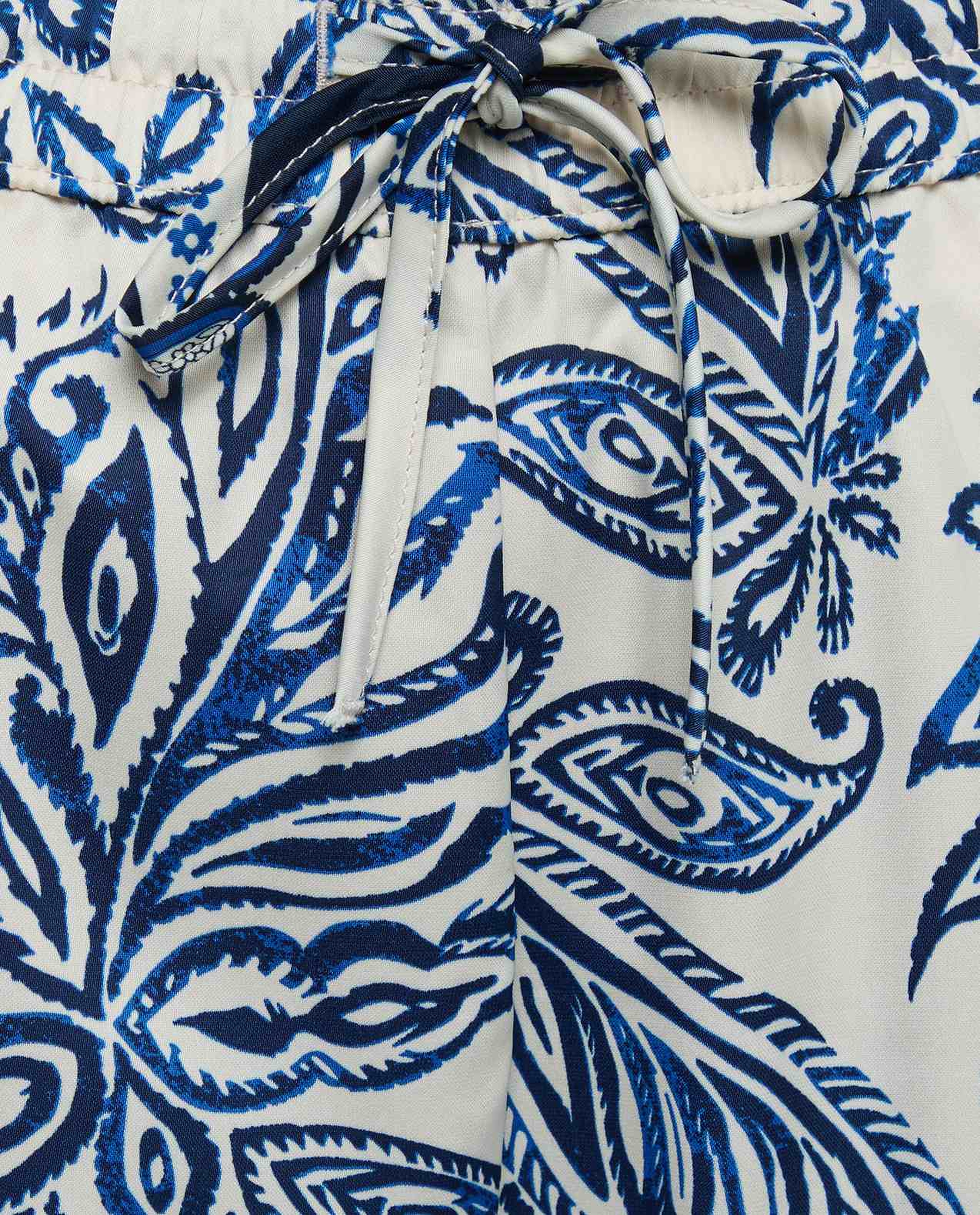 Patterned Satin Wide Leg Pants with Drawstring Waist