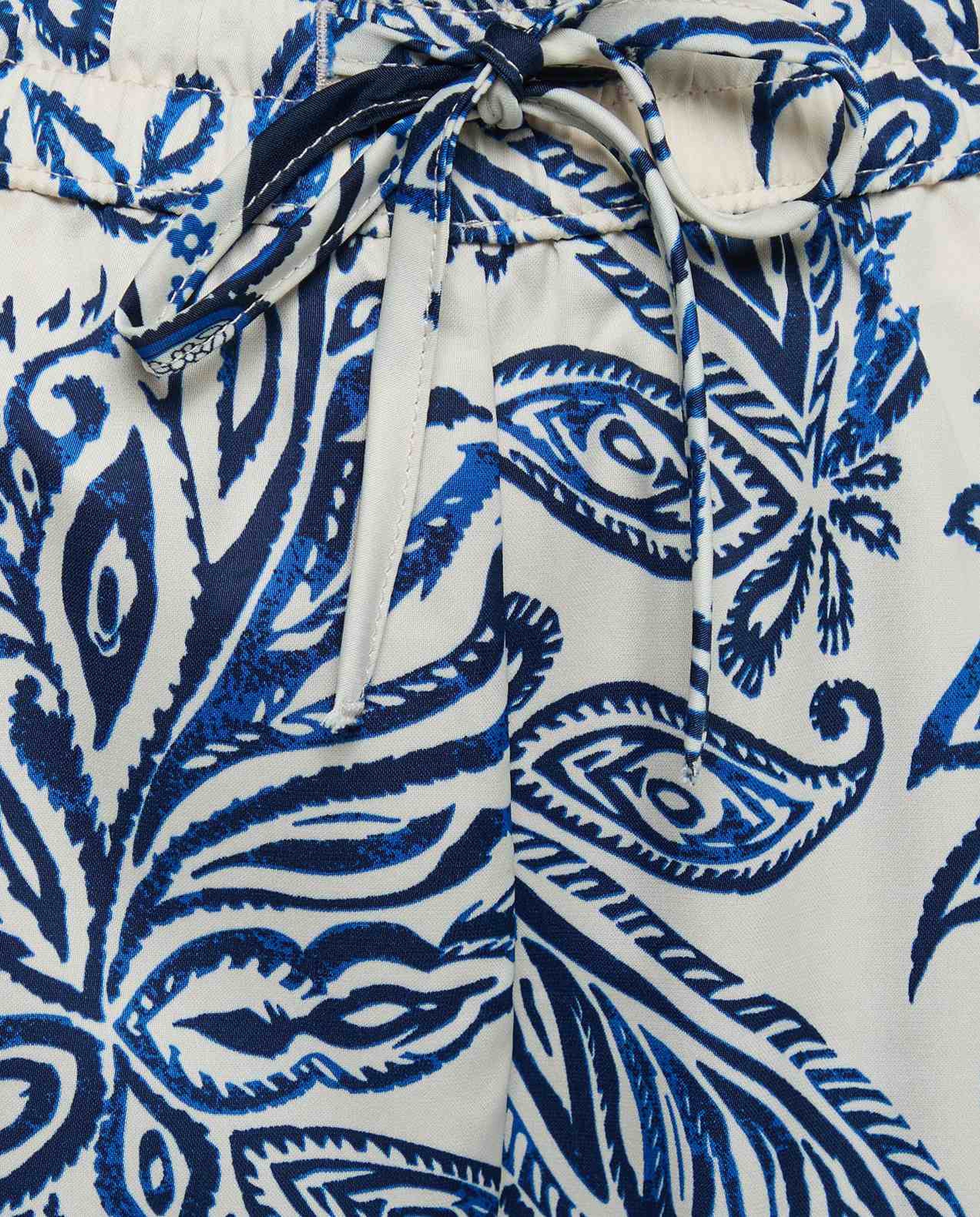 Patterned Satin Wide Leg Pants with Drawstring Waist