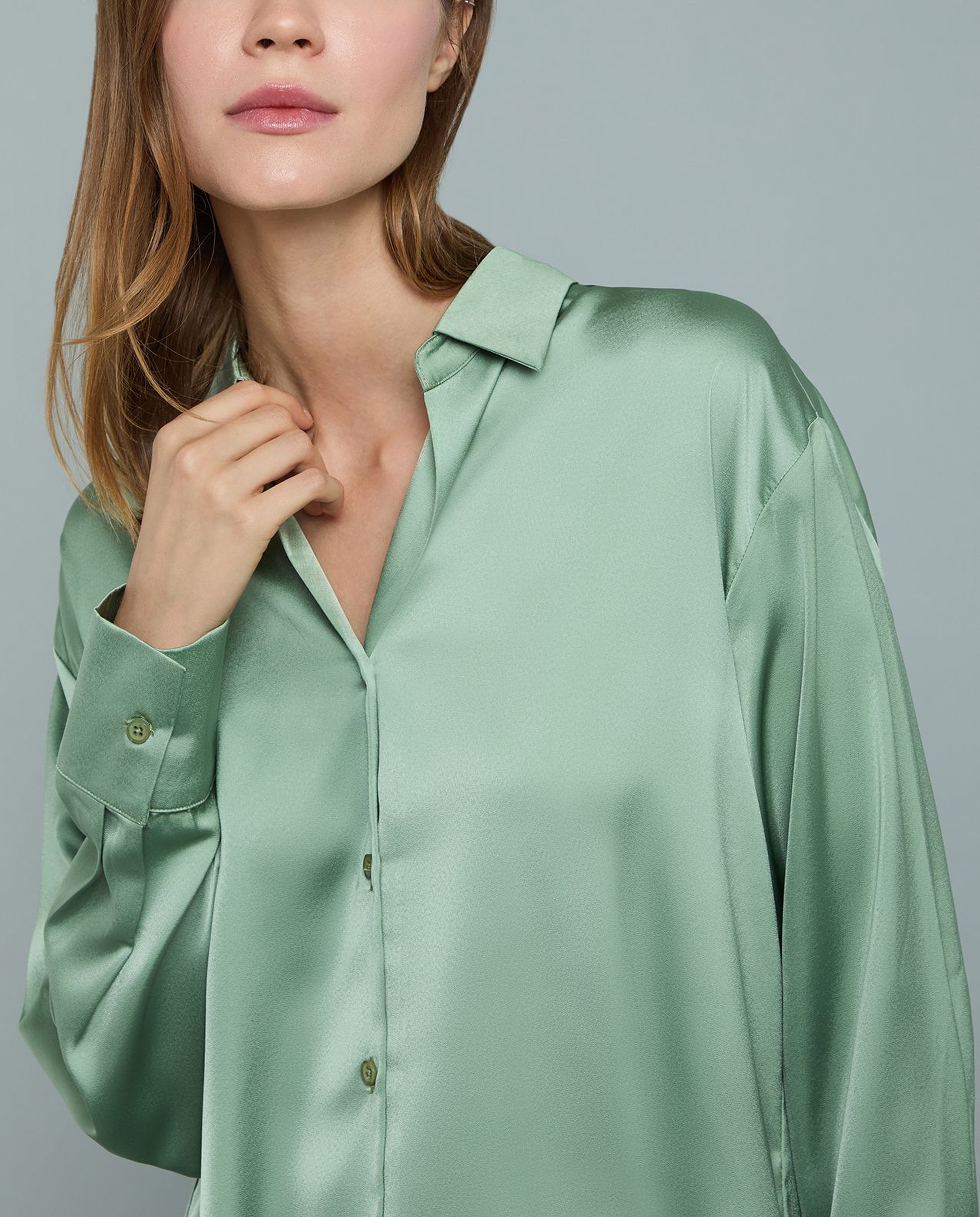 Solid Shirt with Classic Collar and Long Sleeves