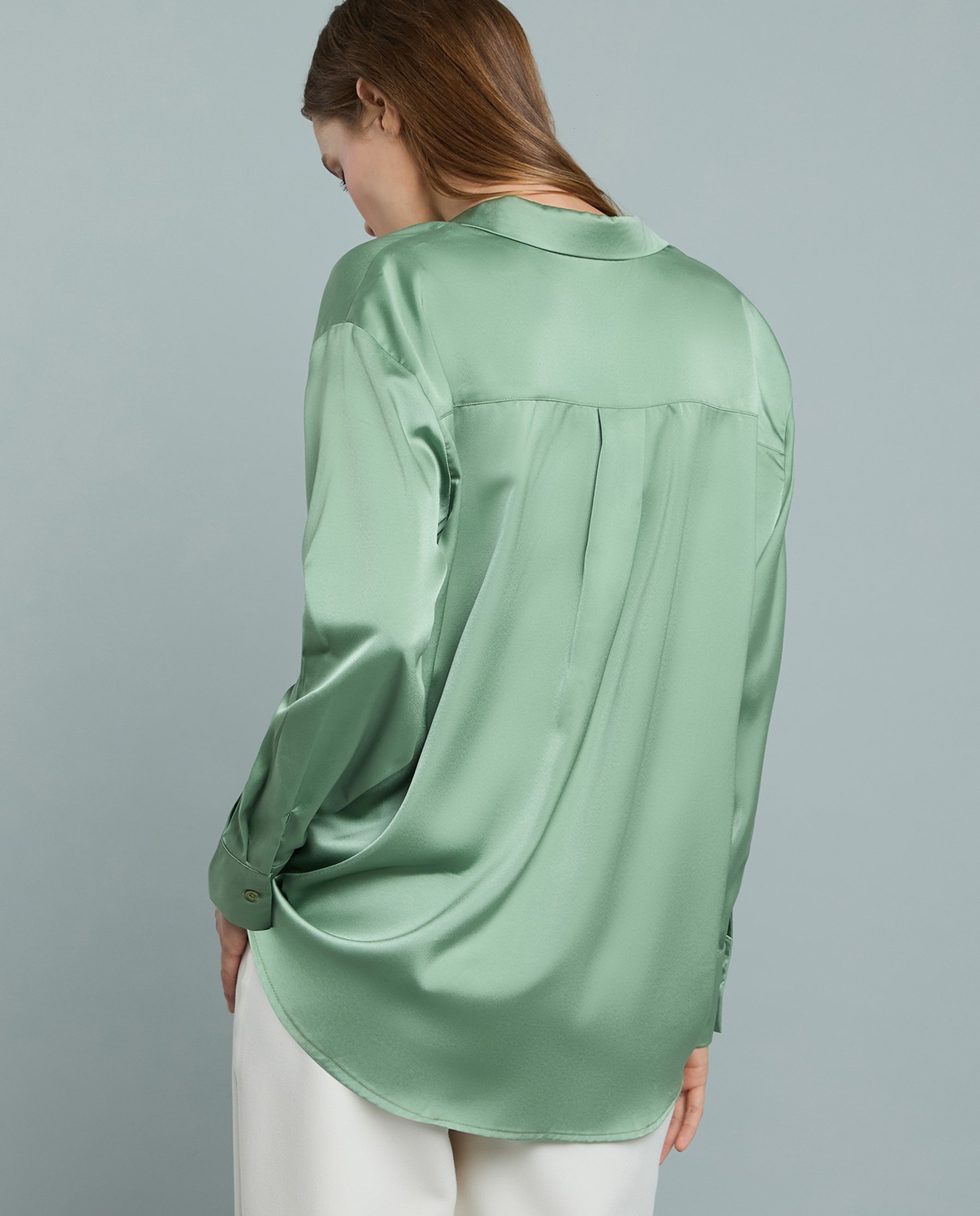 Solid Shirt with Classic Collar and Long Sleeves