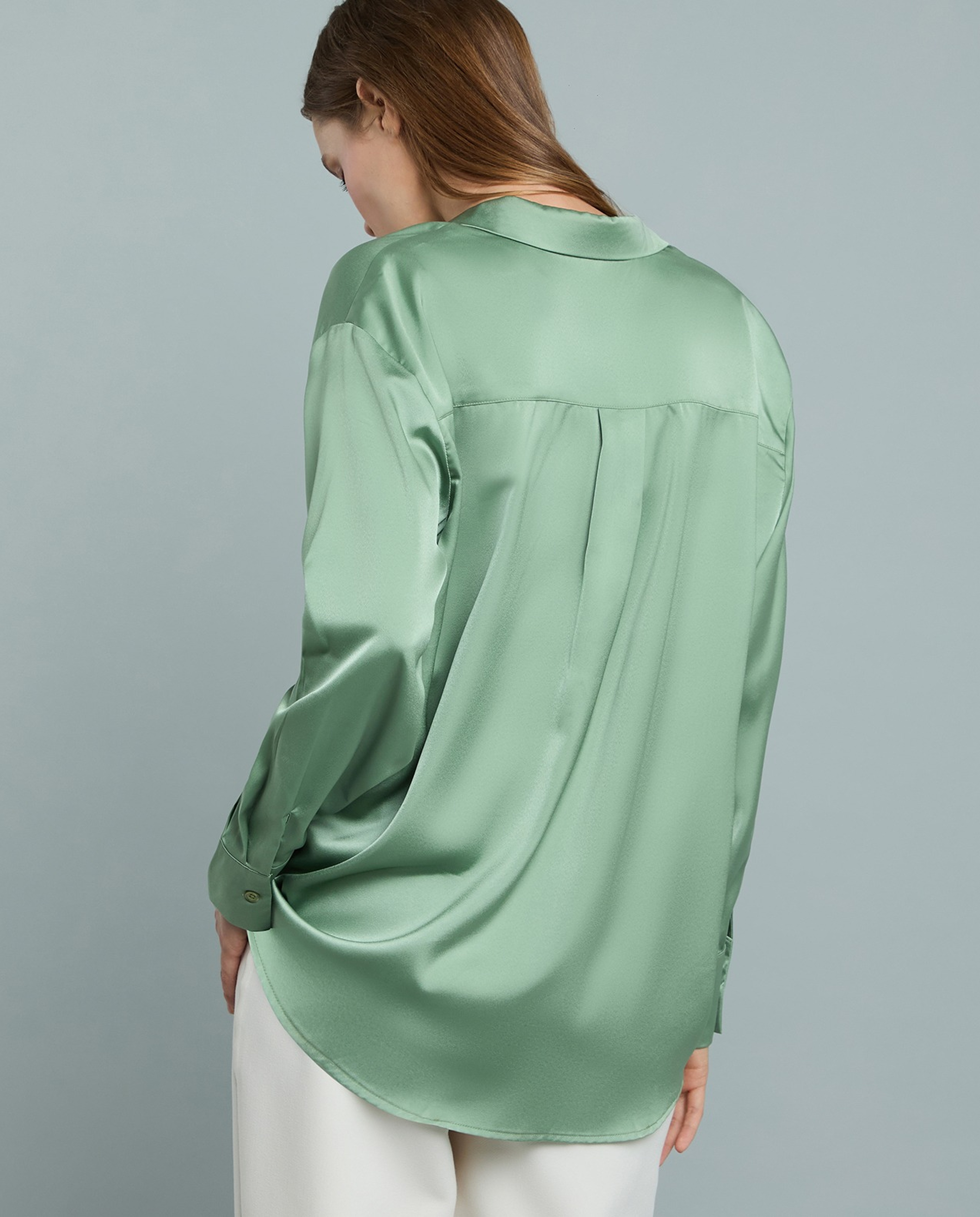 Solid Shirt with Classic Collar and Long Sleeves