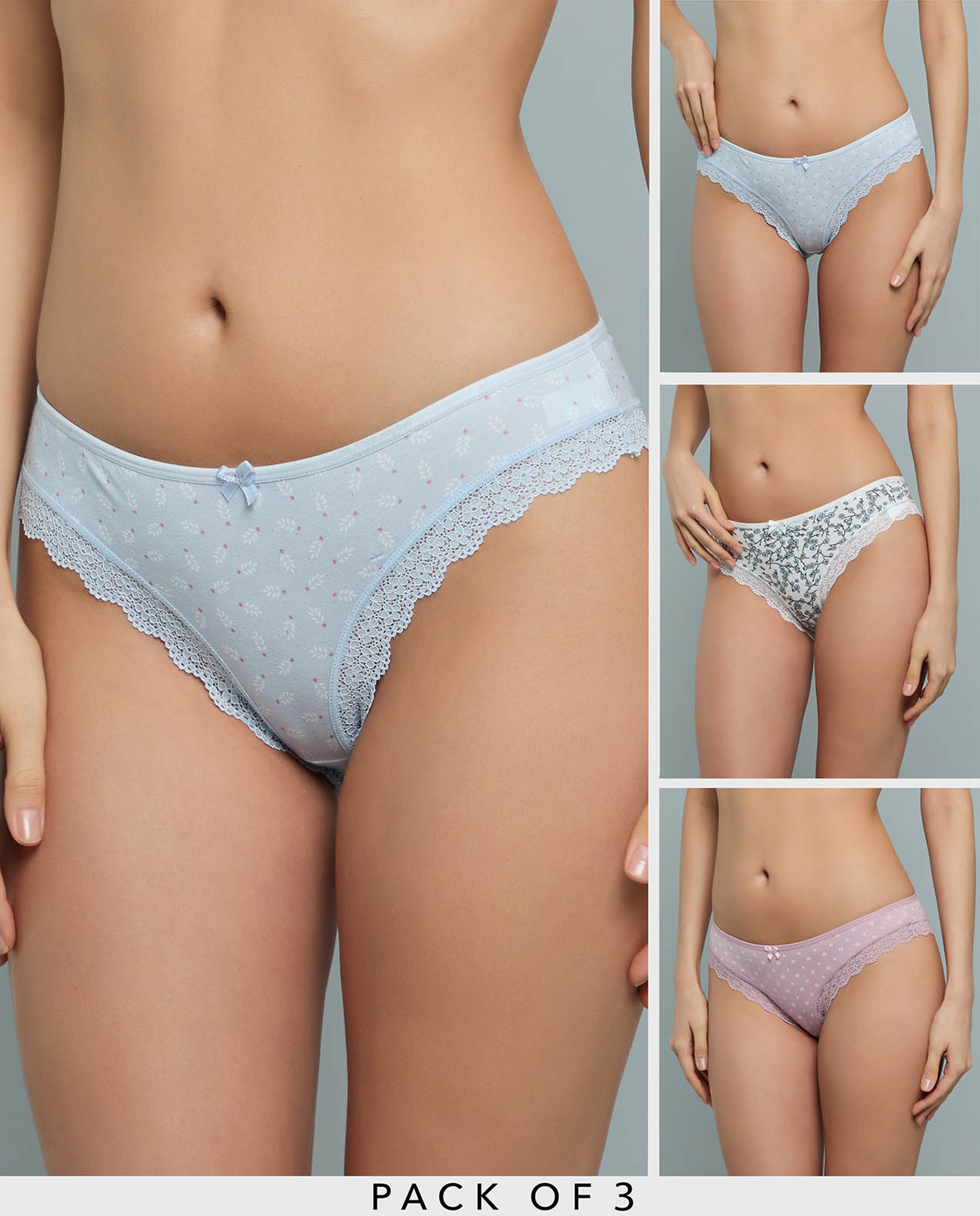 3 Pack Printed Brazilian Briefs