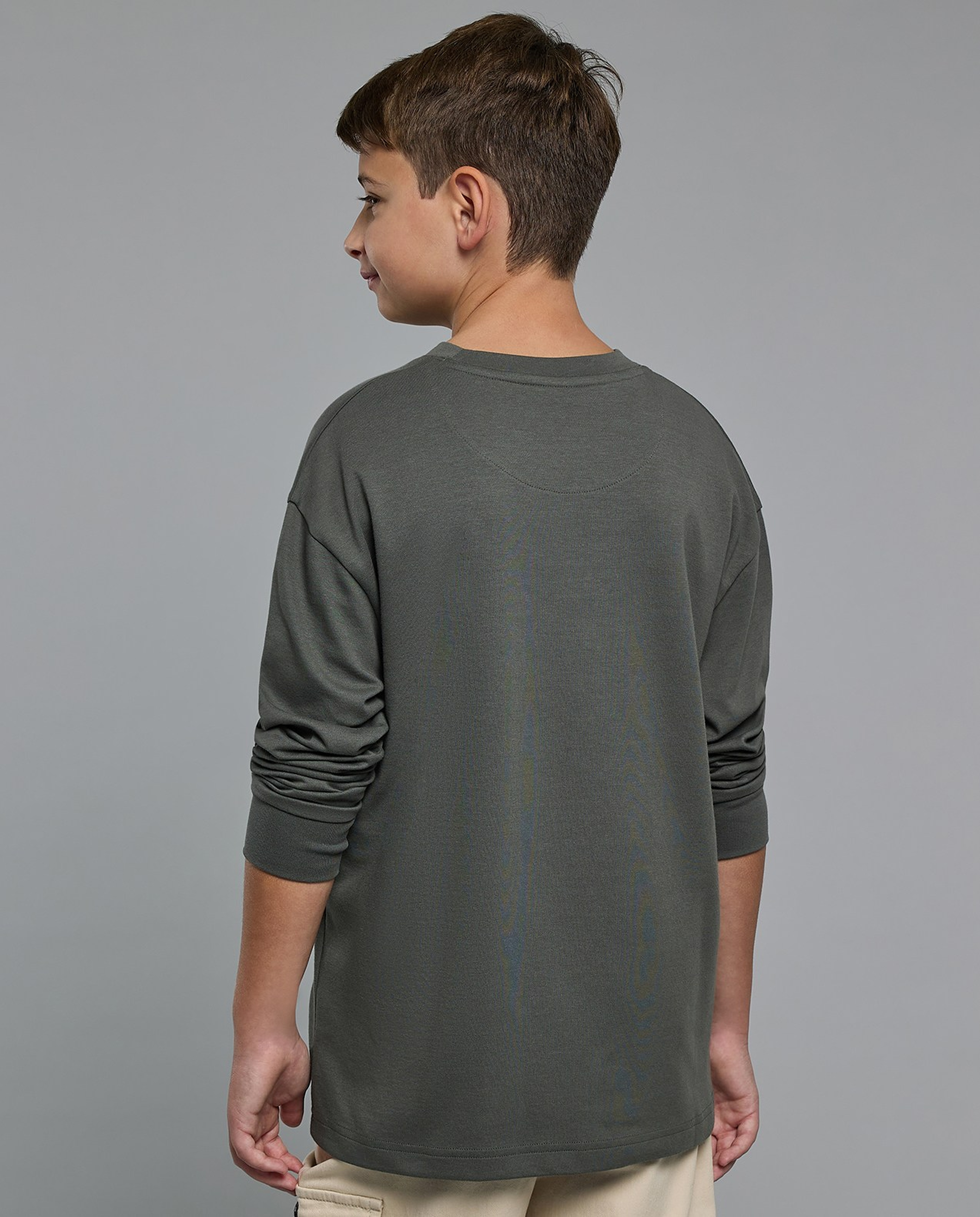 Printed T-Shirt with Crew Neck and Long Sleeves