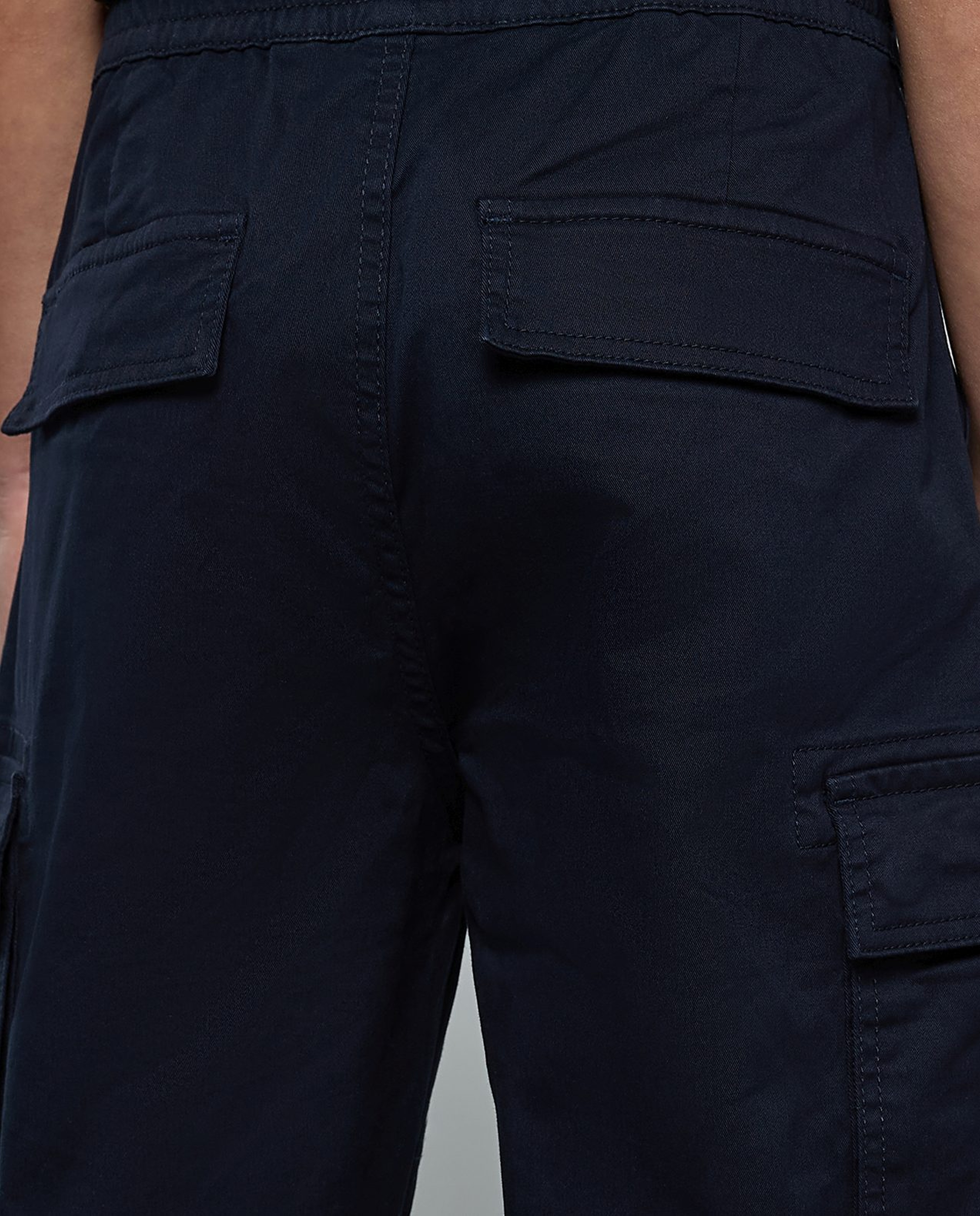 Solid Cargo Joggers with Drawstring Waist