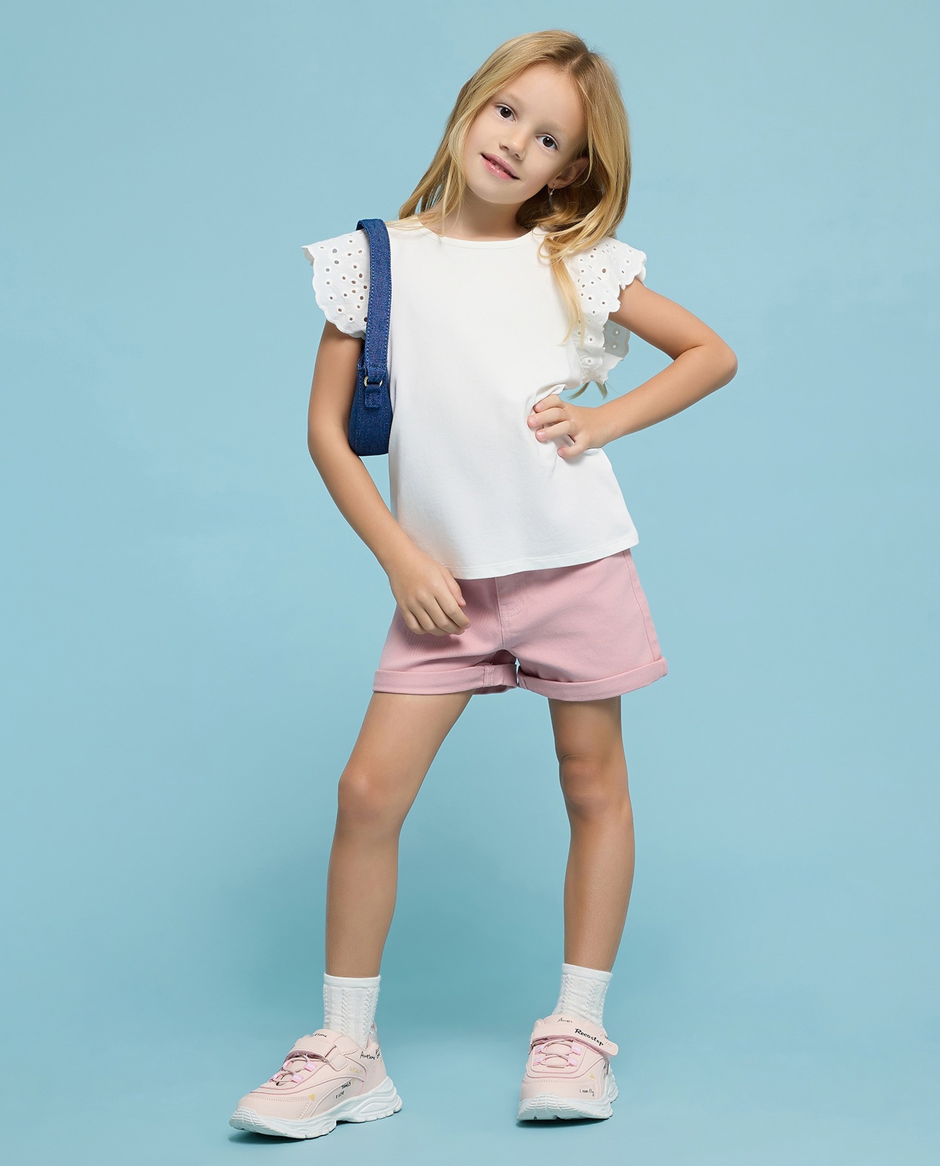 Solid Denim Shorts with Button Closure