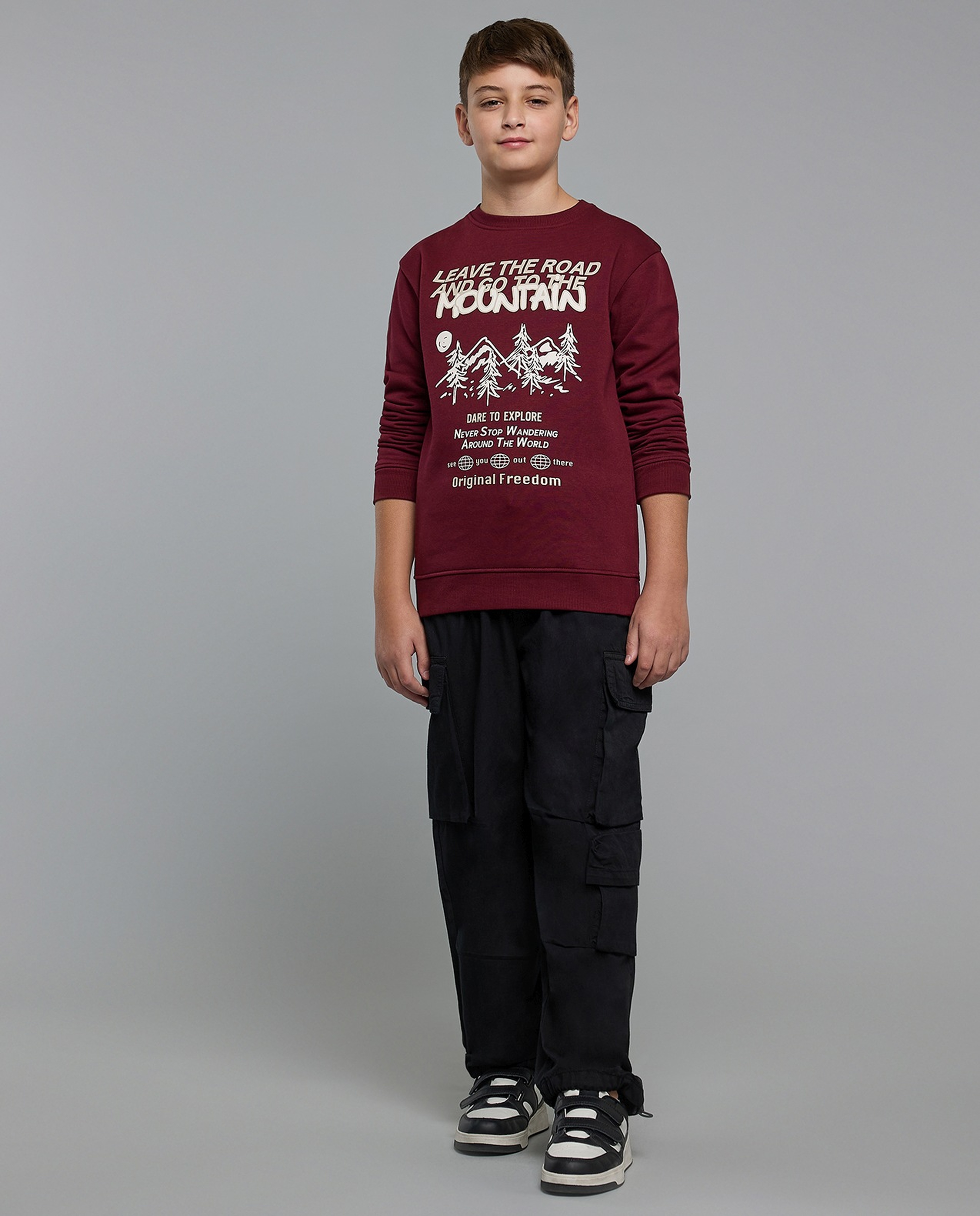 Solid Cargo Pants with Elastic Waist