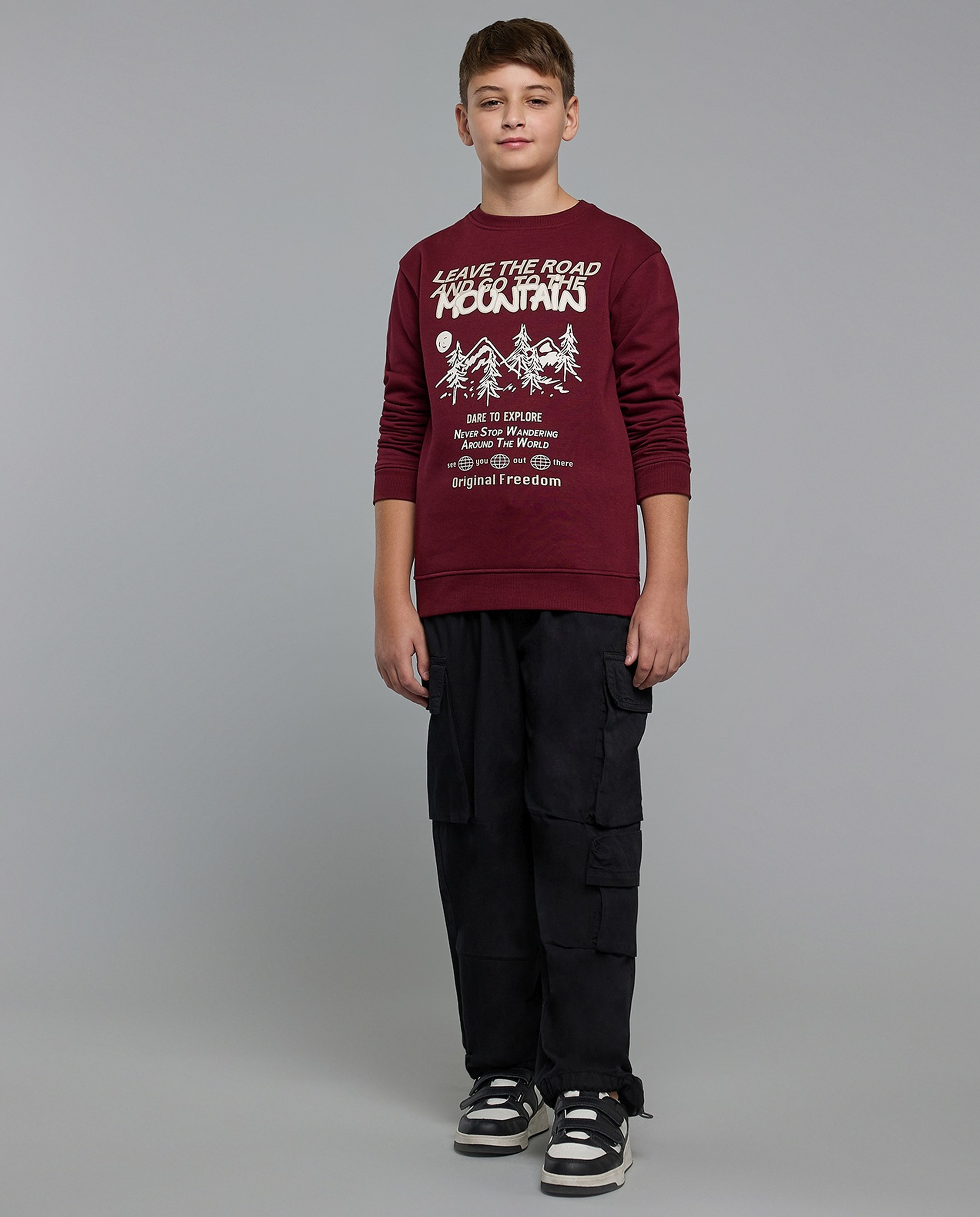 Solid Cargo Pants with Elastic Waist