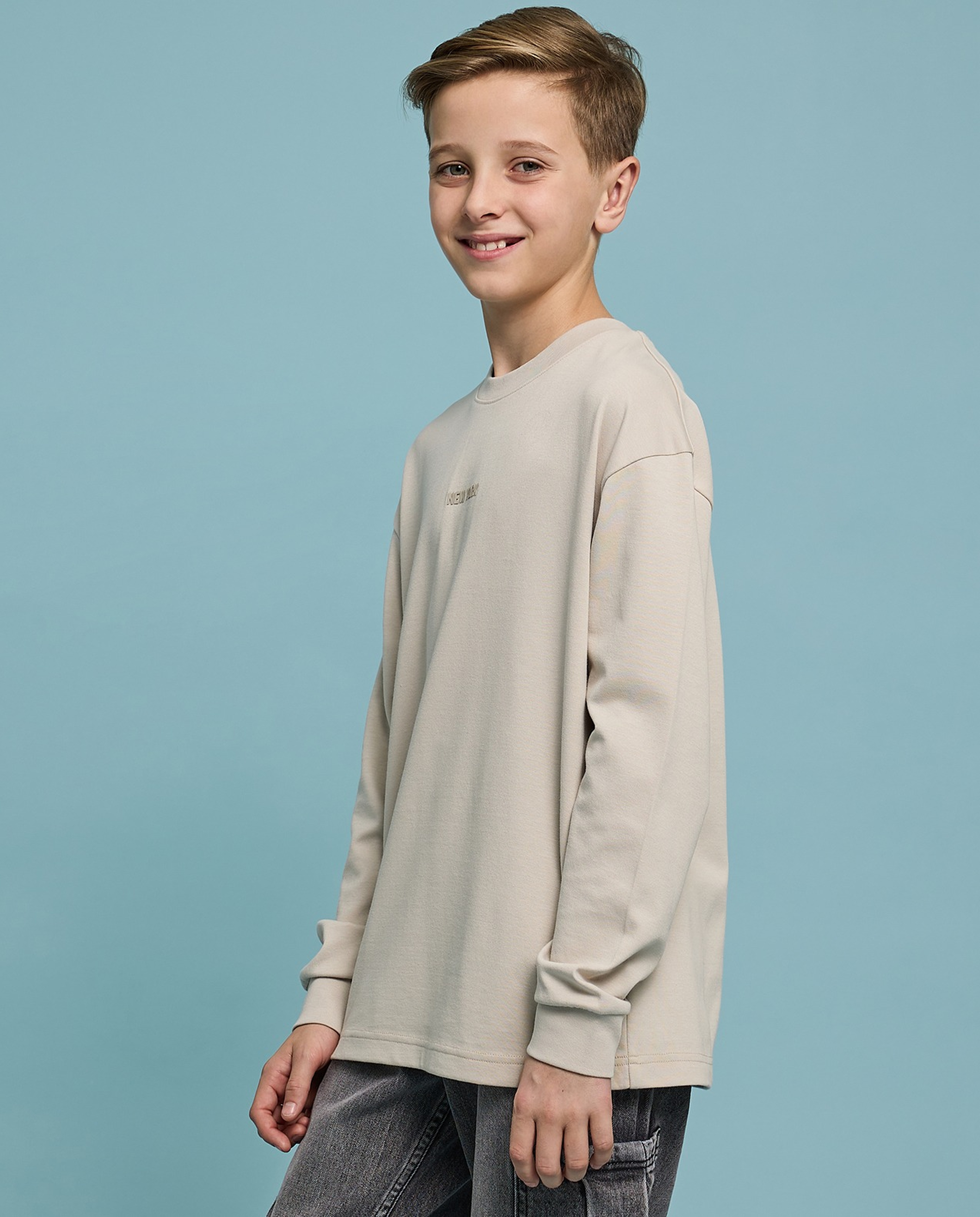 Printed T-Shirt with Crew Neck and Long Sleeves