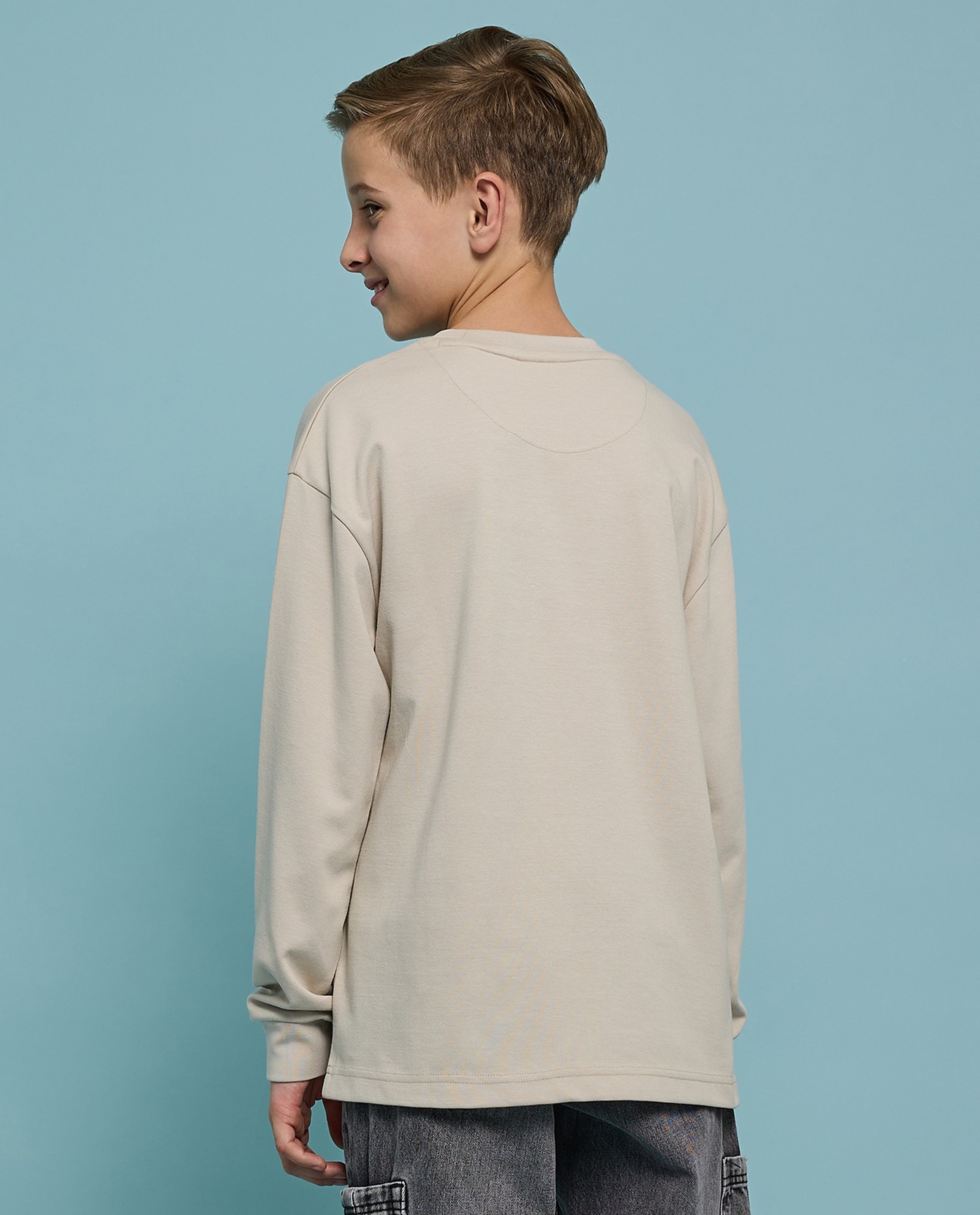 Printed T-Shirt with Crew Neck and Long Sleeves