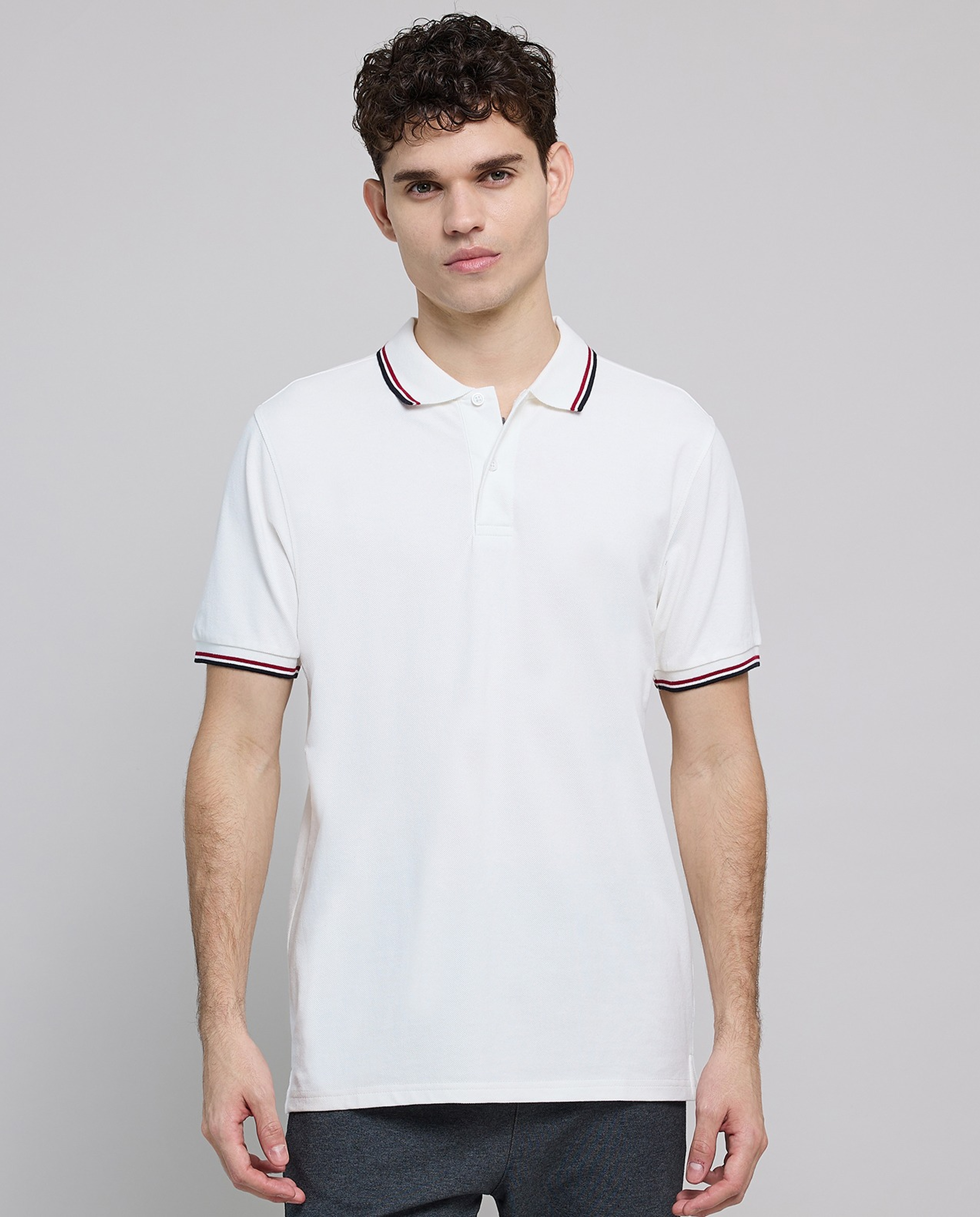 Contrast Tipping Polo T-Shirt with Short Sleeves
