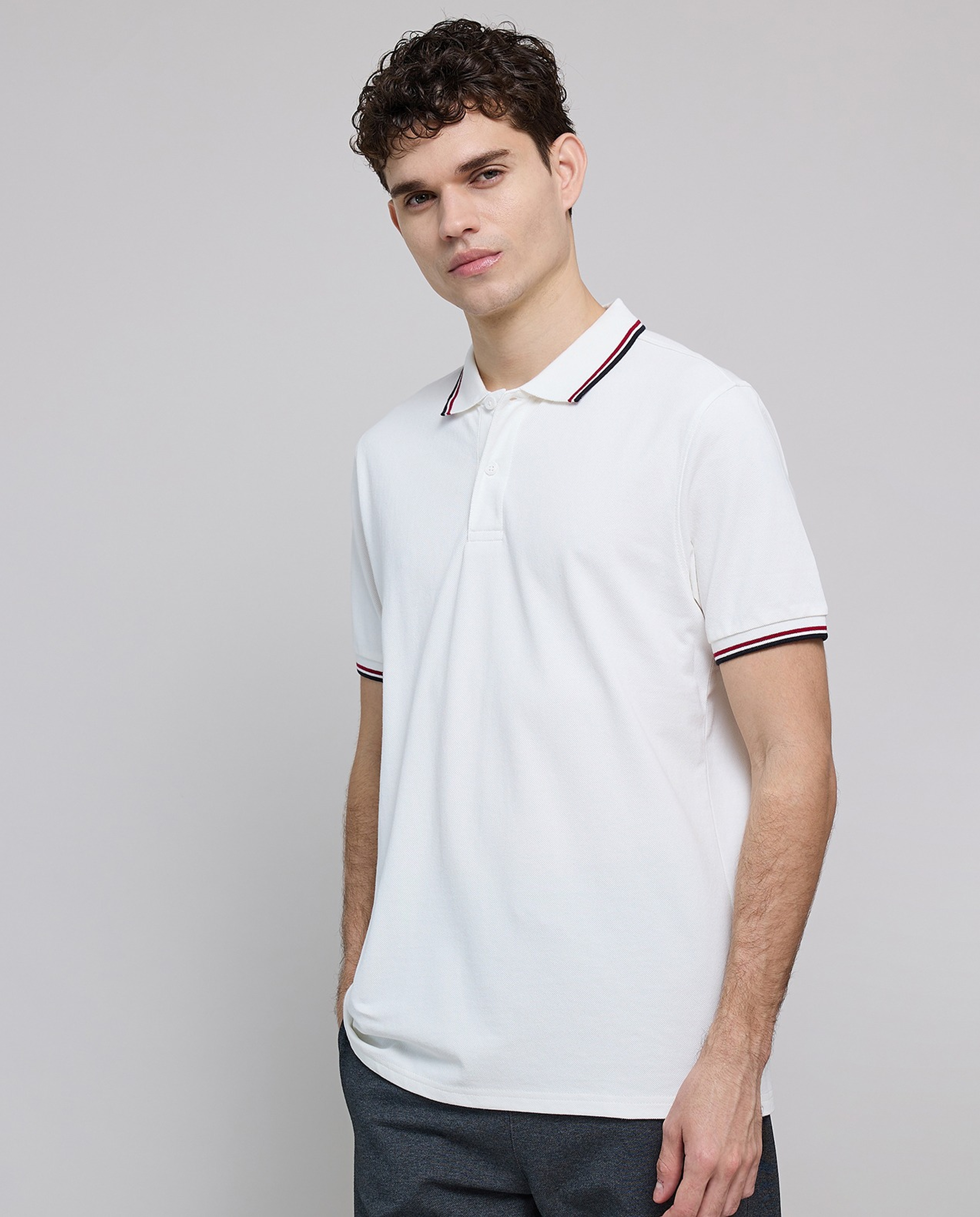 Contrast Tipping Polo T-Shirt with Short Sleeves