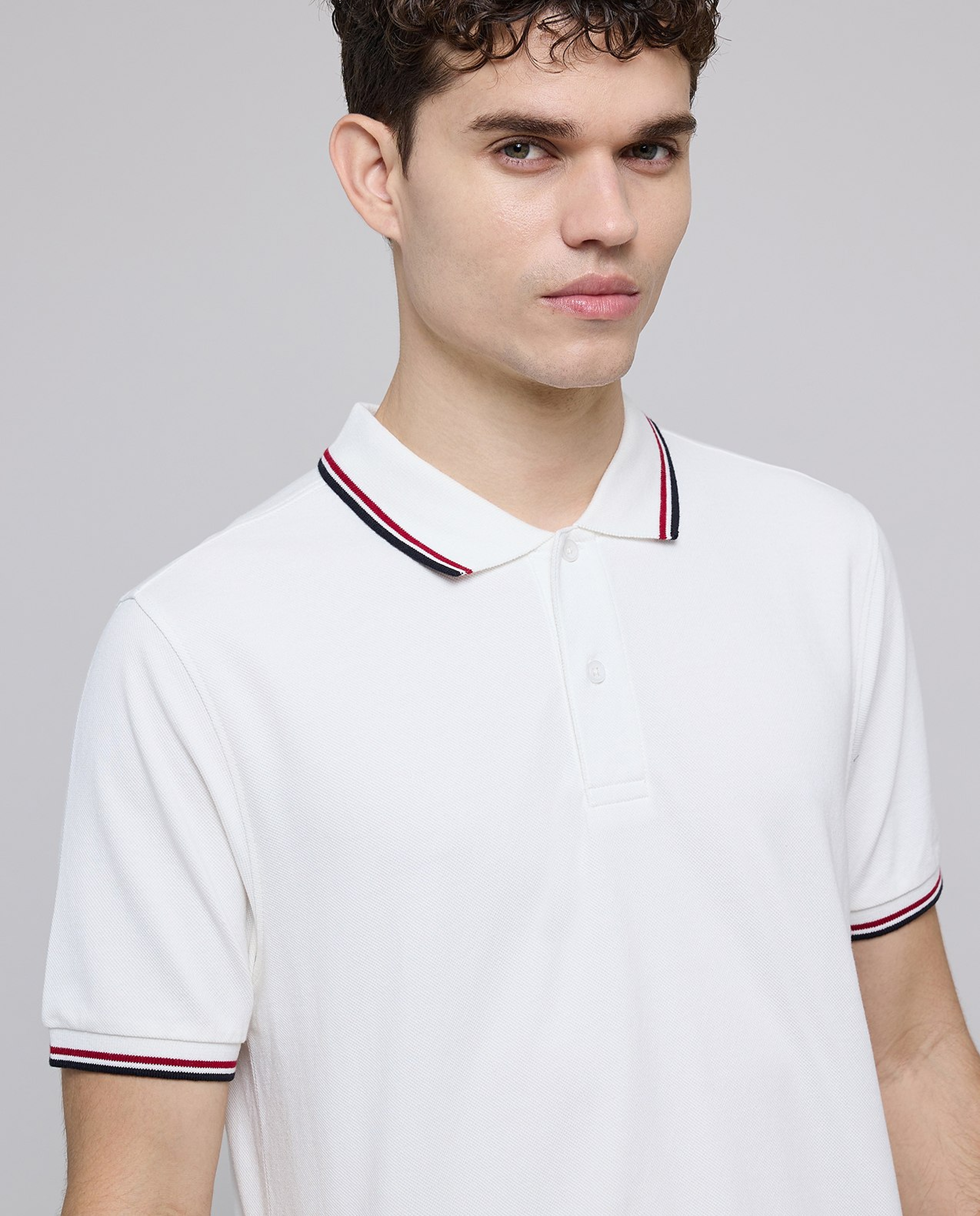 Contrast Tipping Polo T-Shirt with Short Sleeves