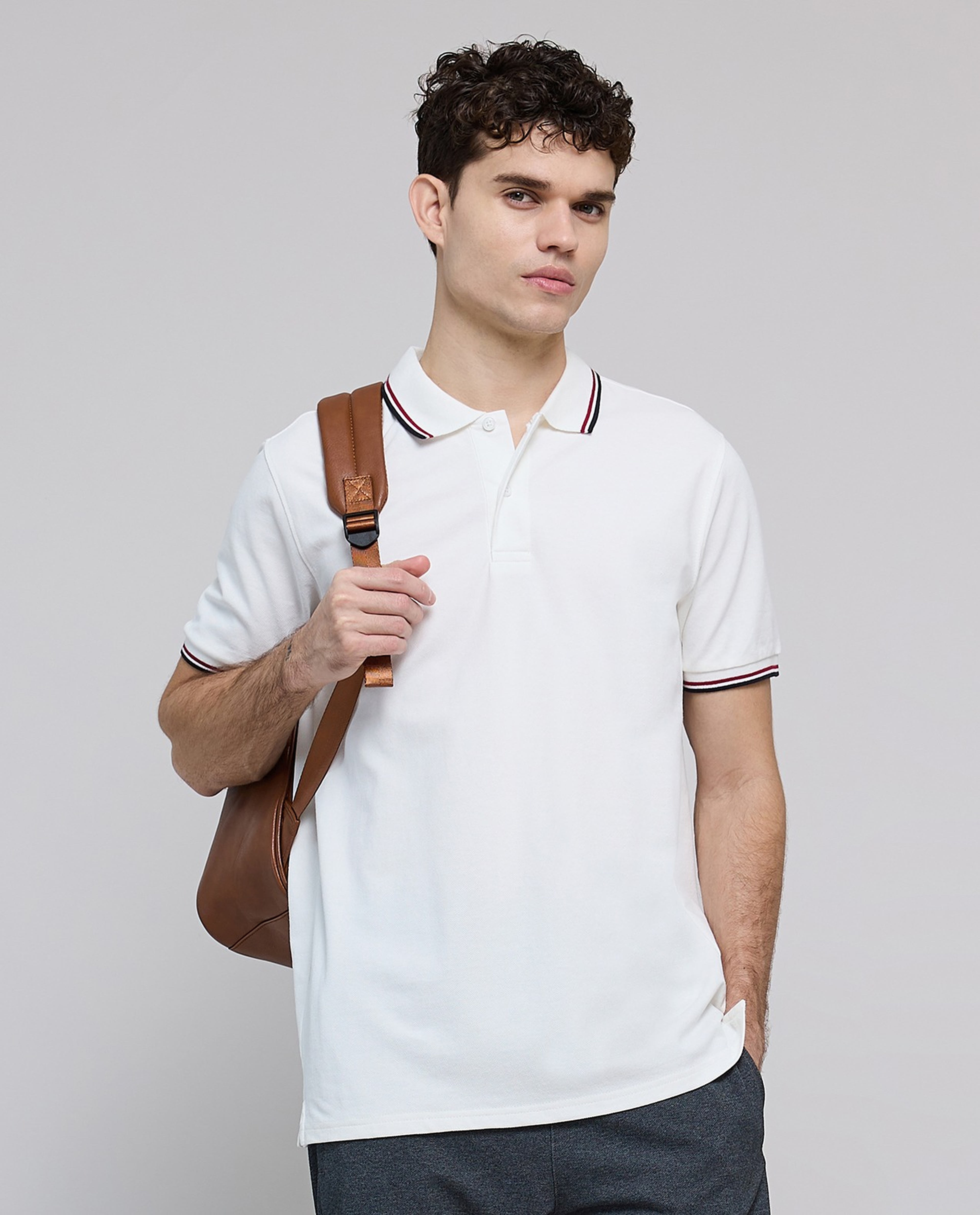 Contrast Tipping Polo T-Shirt with Short Sleeves