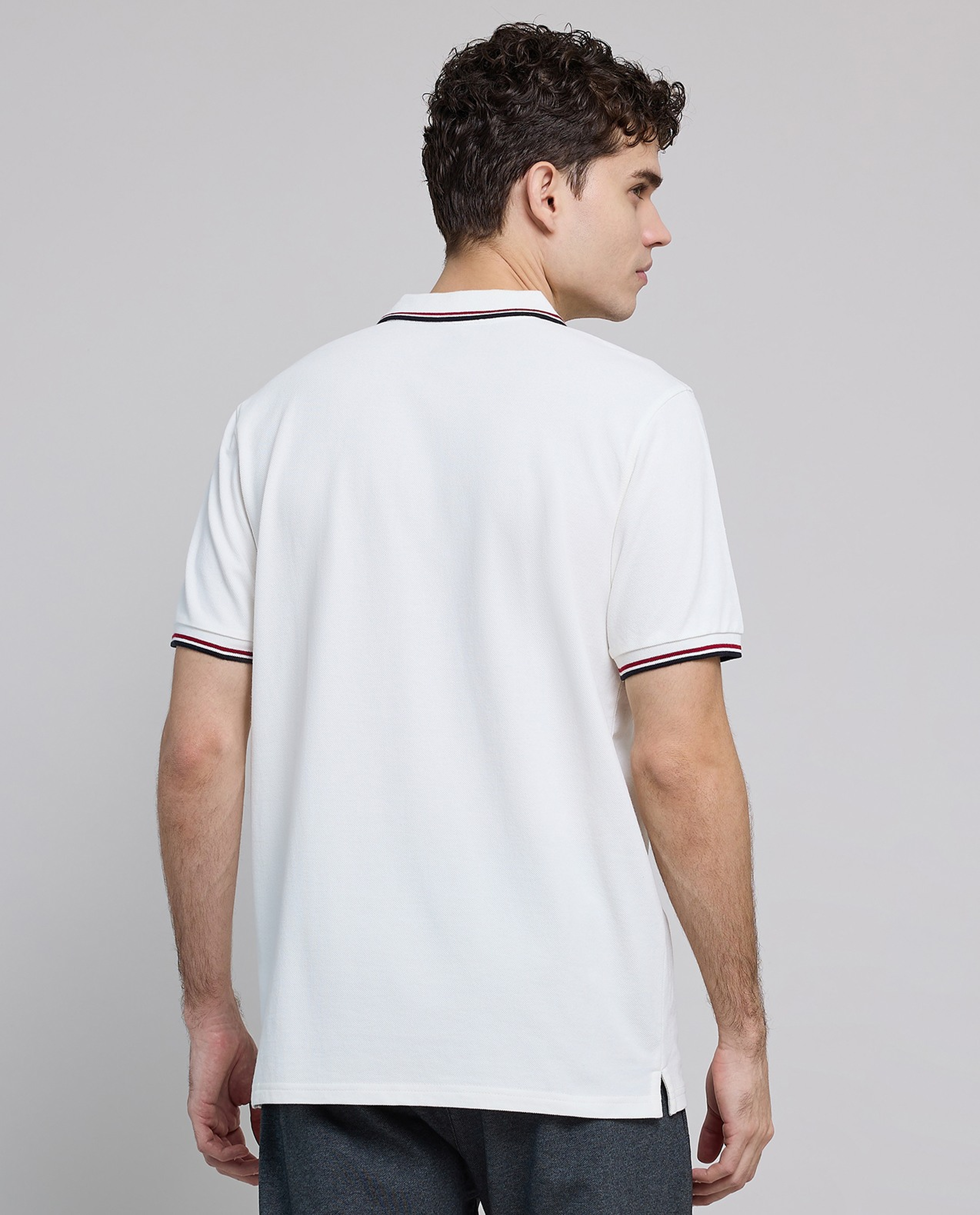 Contrast Tipping Polo T-Shirt with Short Sleeves