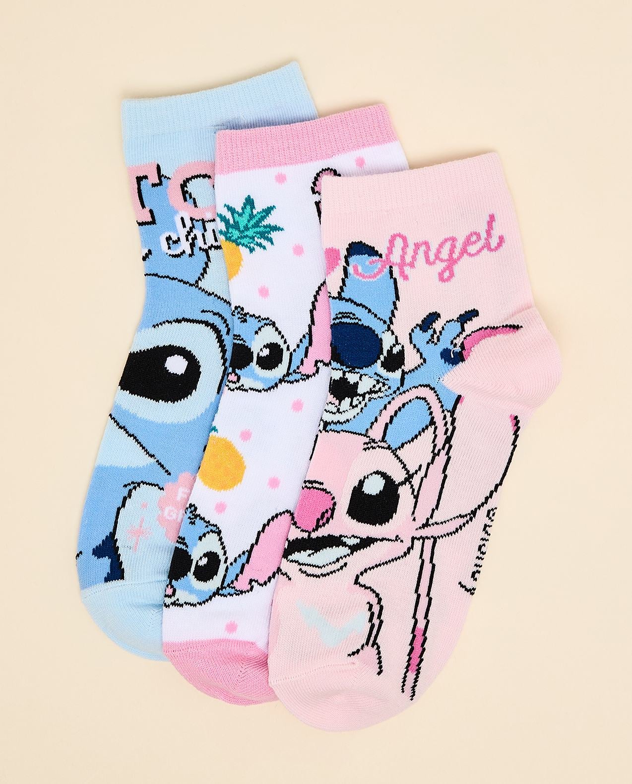3 Pack Angel & Stitch Print Ankle Socks
