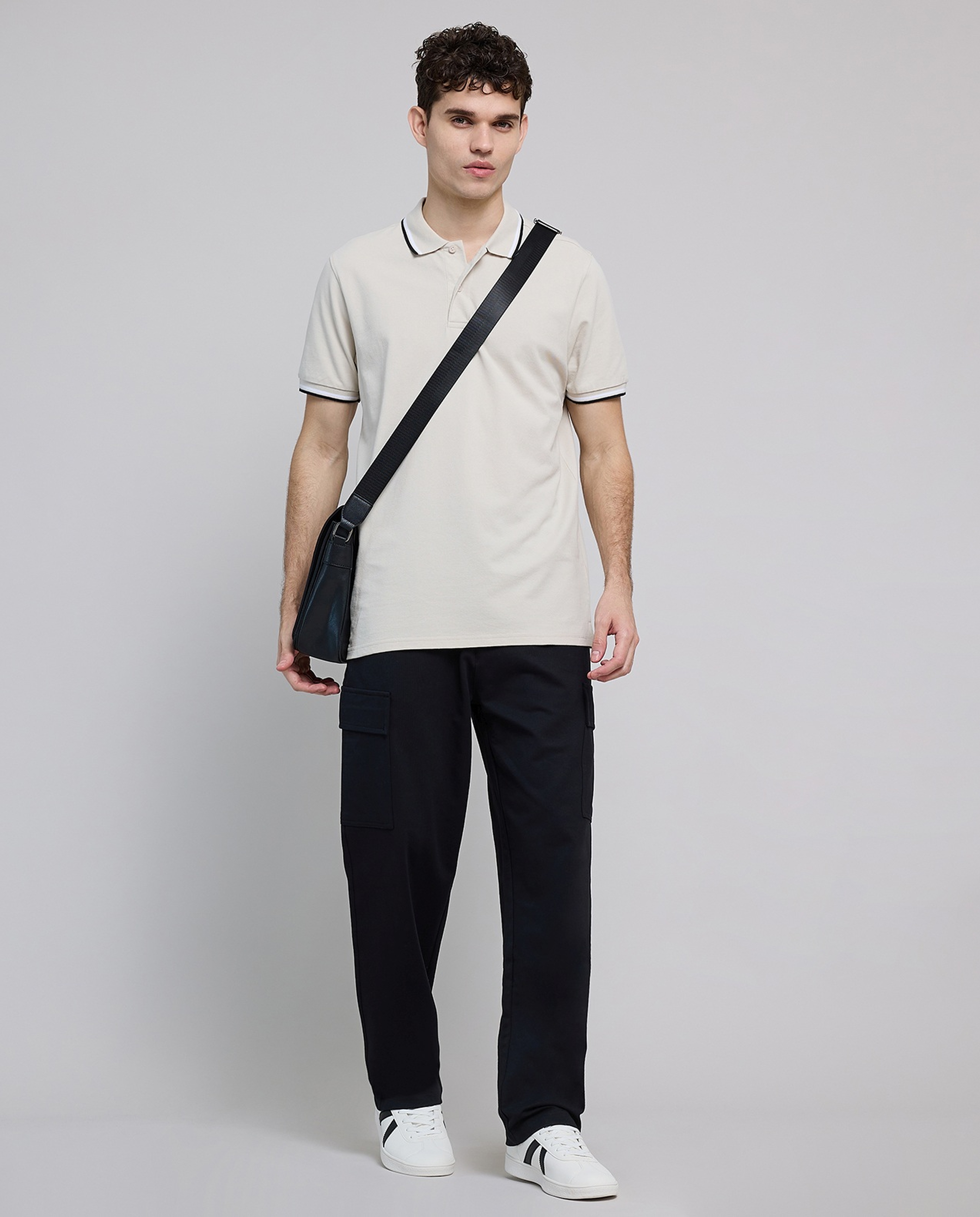 Contrast Tipping Polo T-Shirt with Short Sleeves