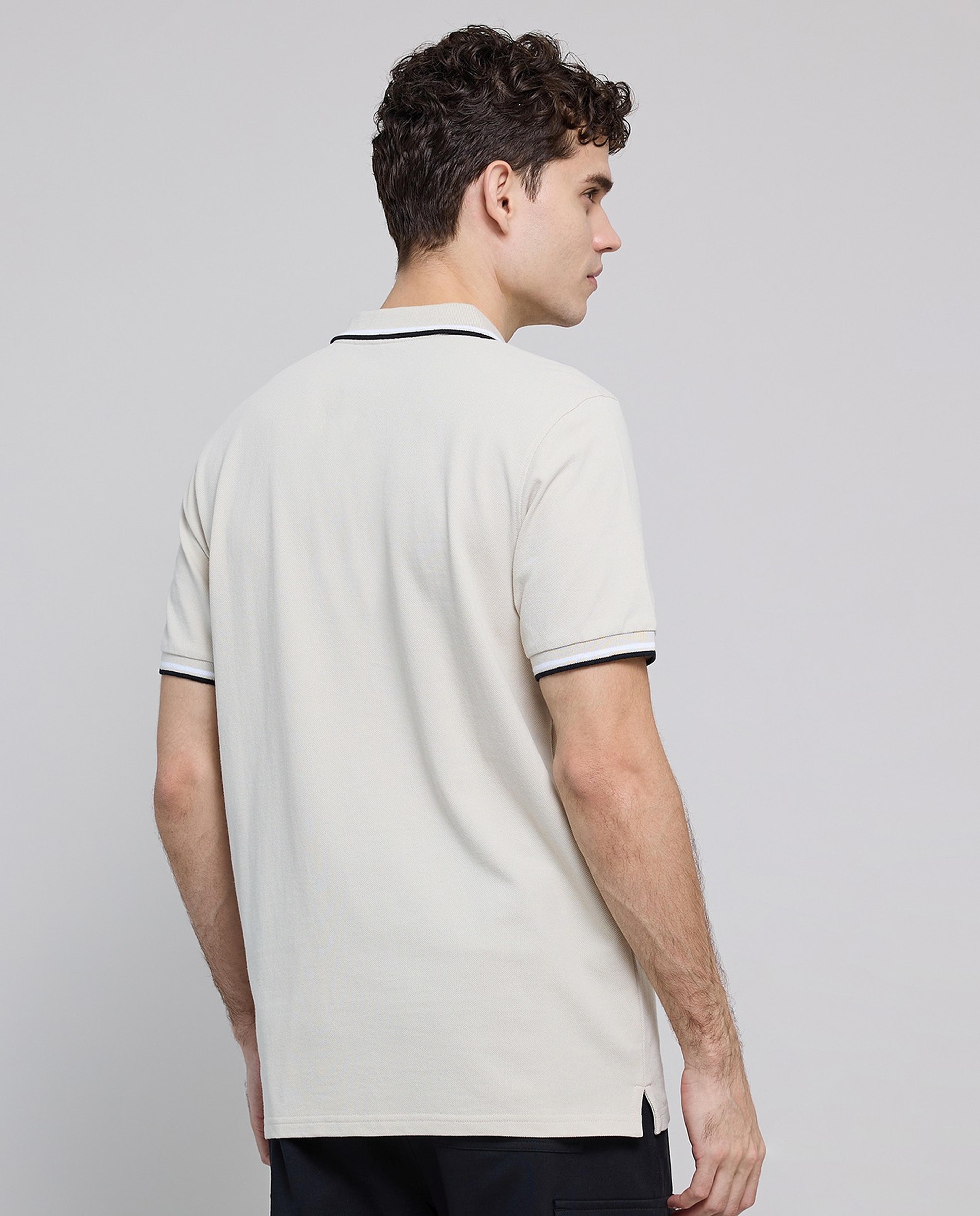 Contrast Tipping Polo T-Shirt with Short Sleeves