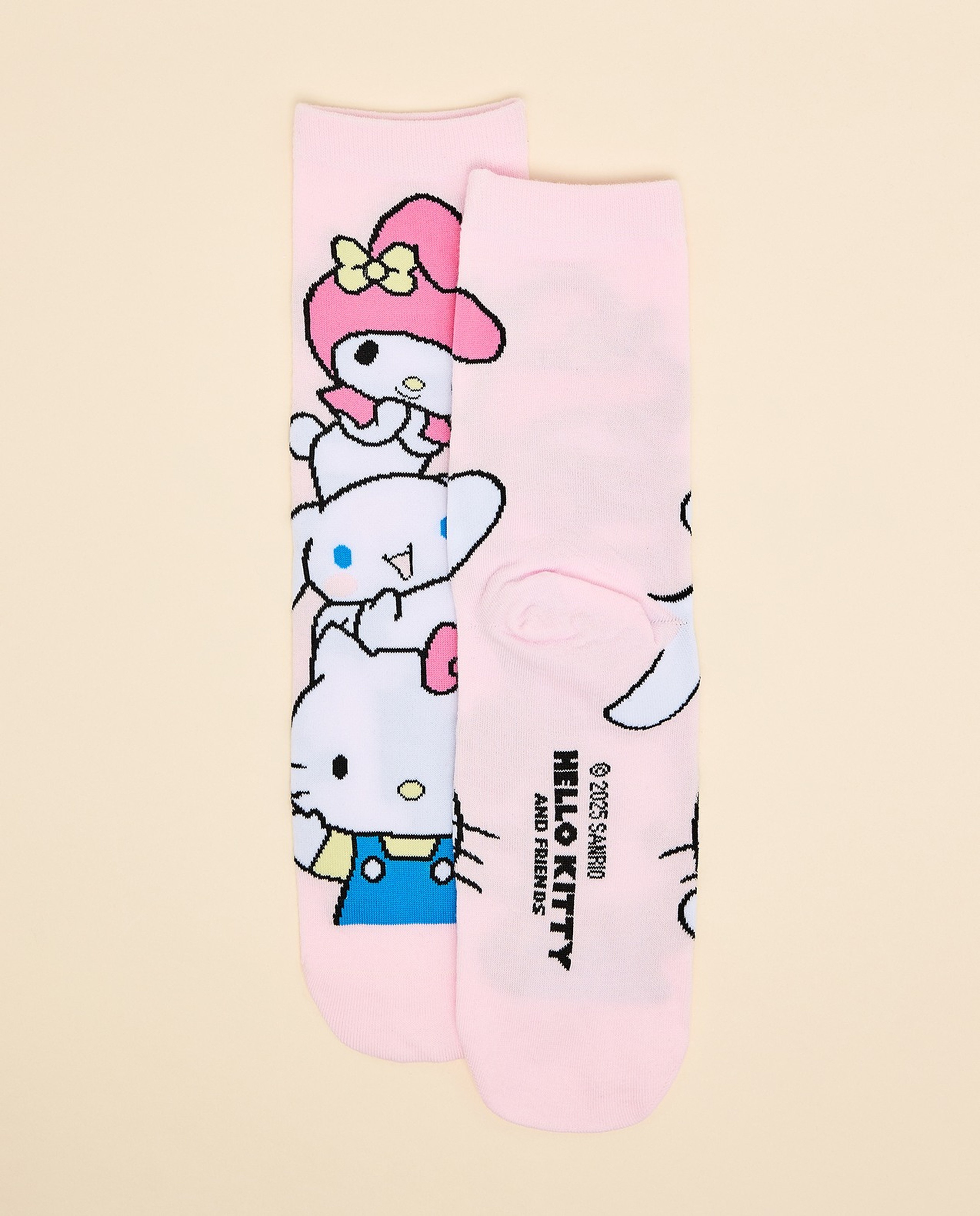 2 Pack Hello Kitty Print & Friends Ankle Socks
