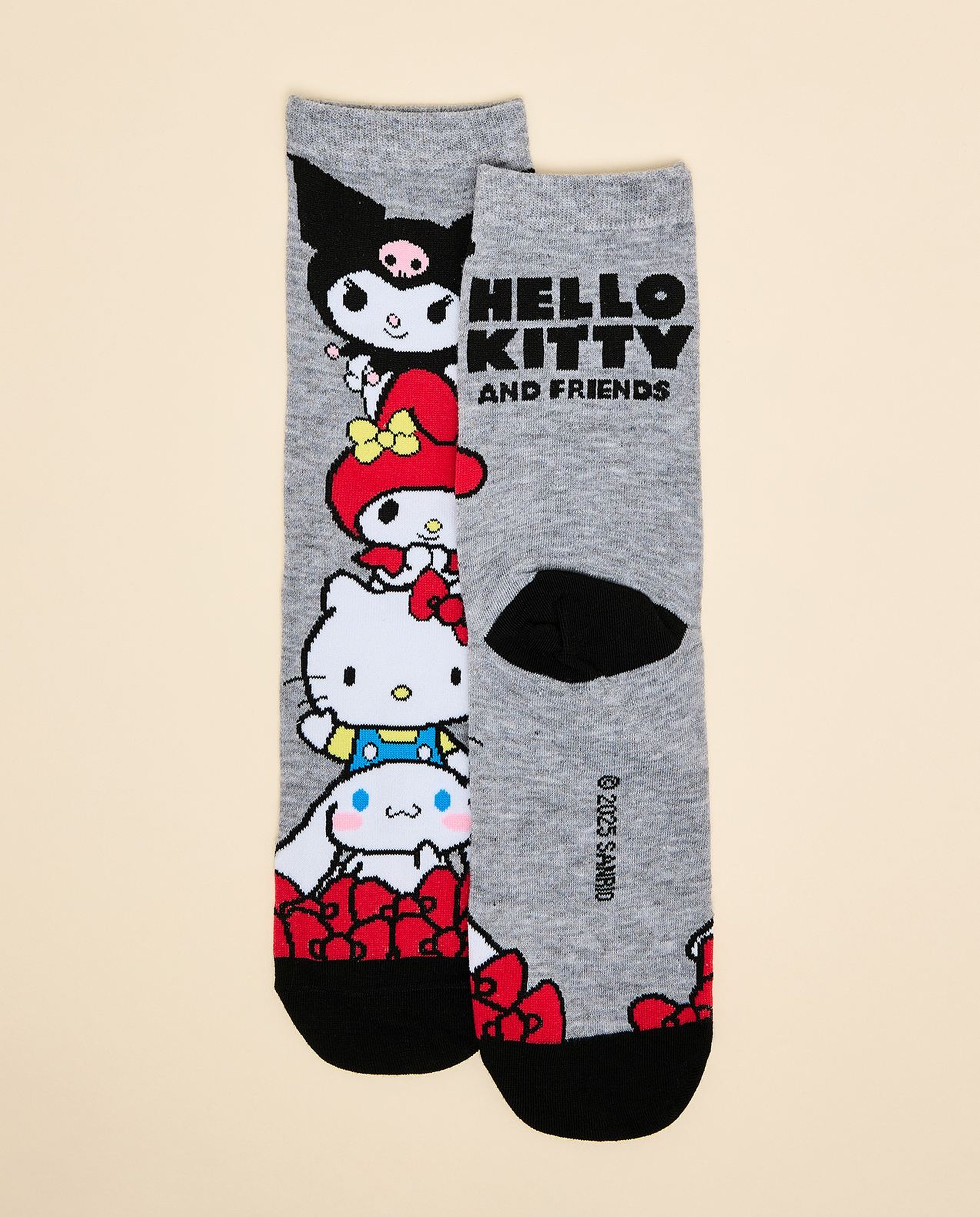 2 Pack Hello Kitty Print & Friends Ankle Socks