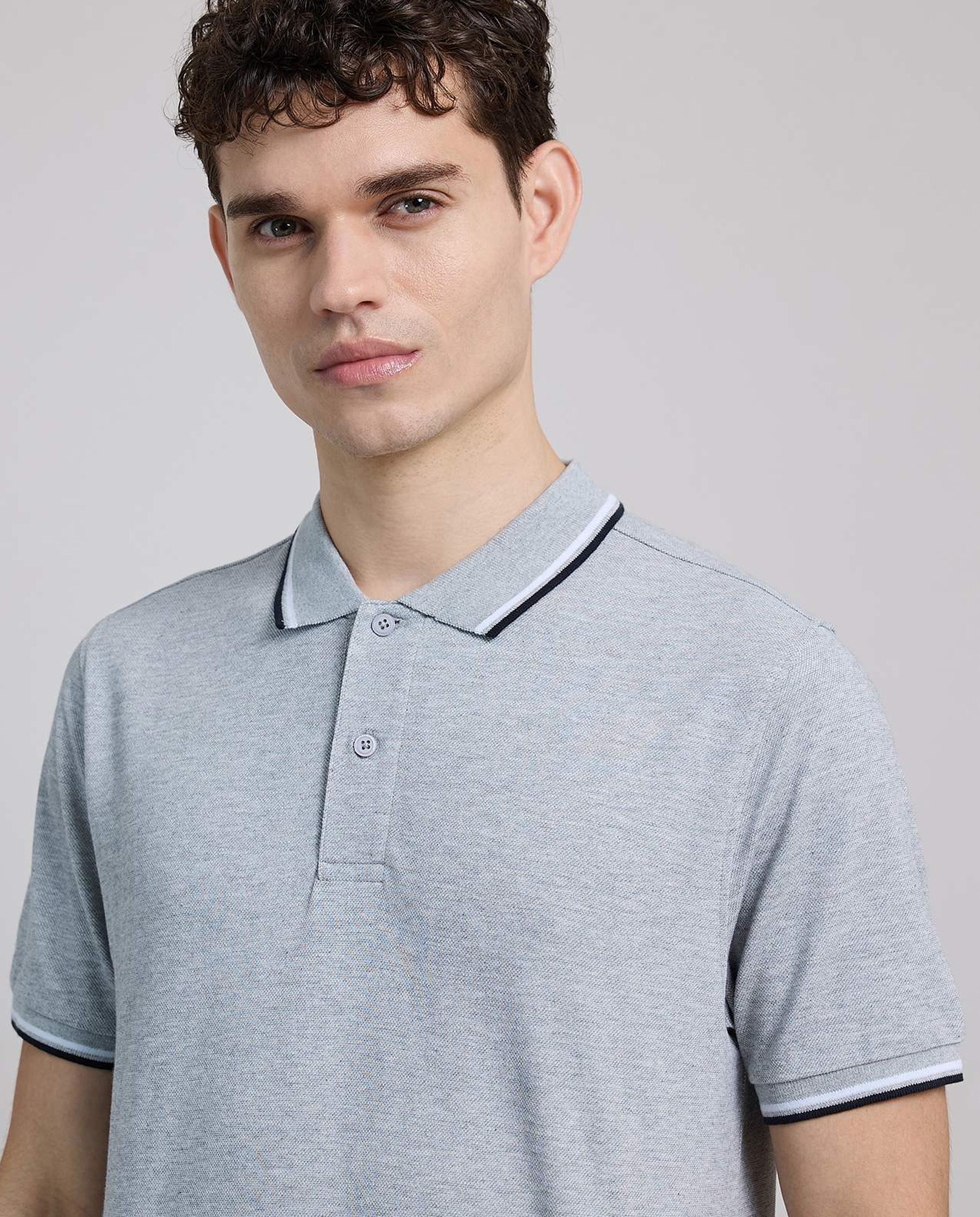 Contrast Tipping Polo T-Shirt with Short Sleeves