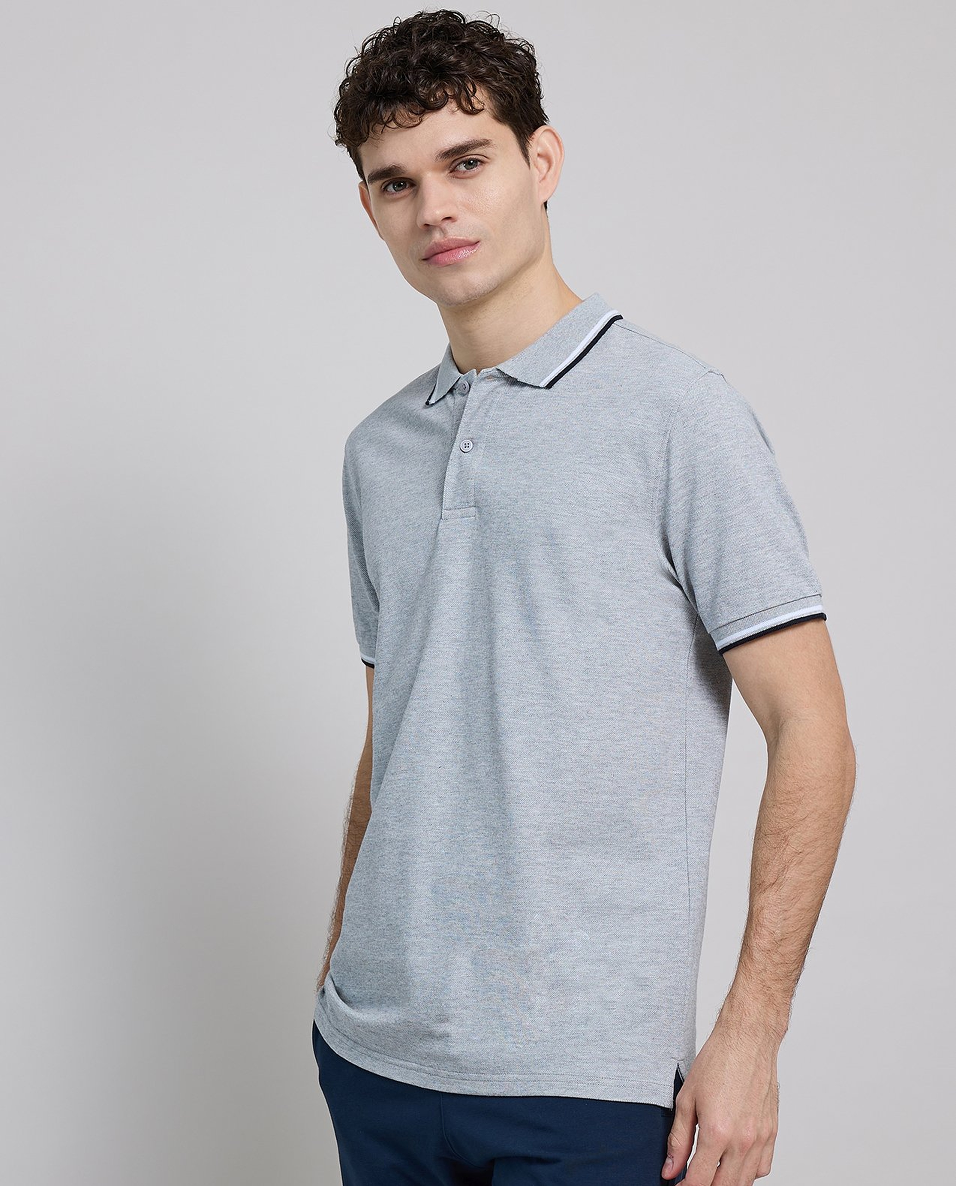 Contrast Tipping Polo T-Shirt with Short Sleeves