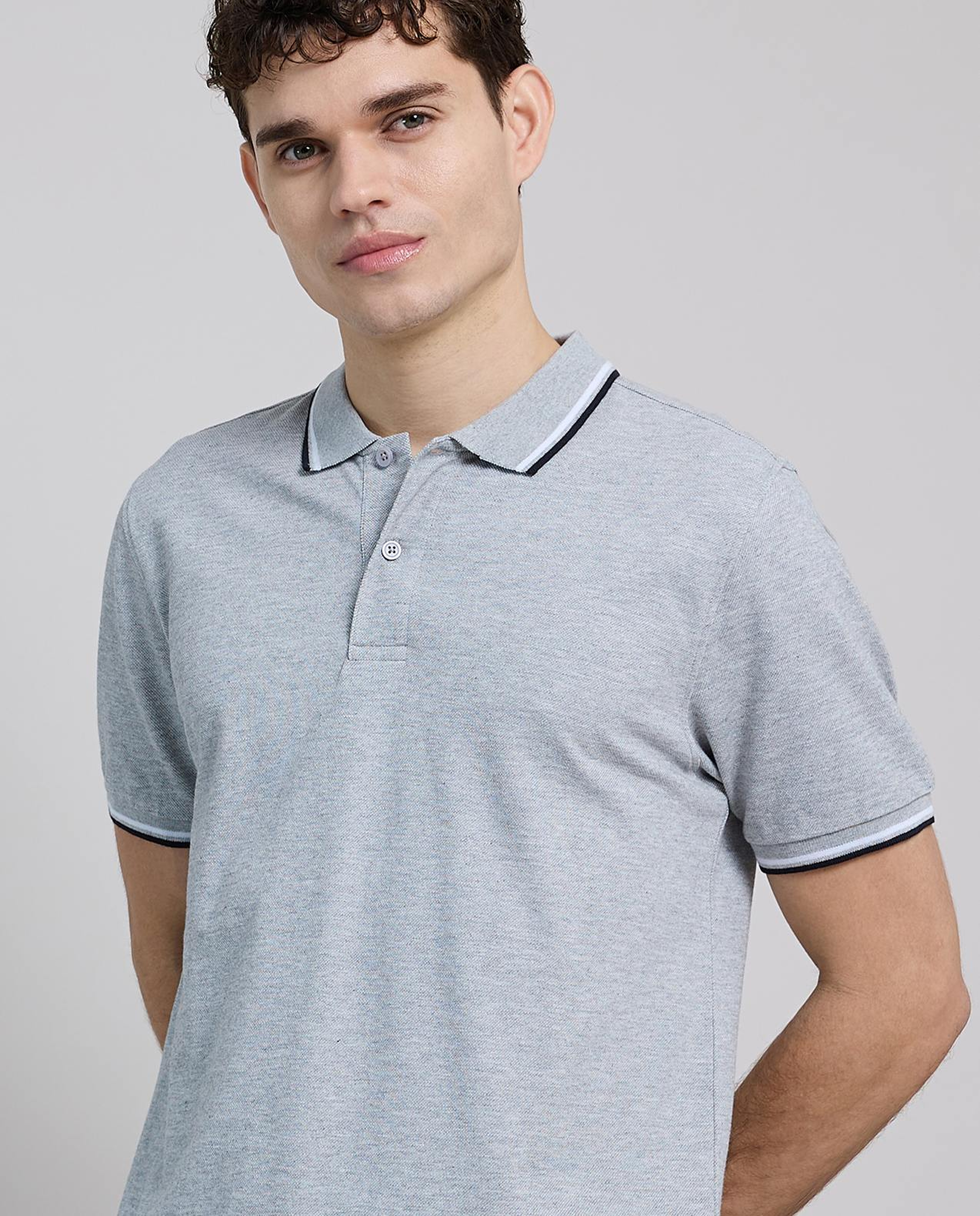 Contrast Tipping Polo T-Shirt with Short Sleeves