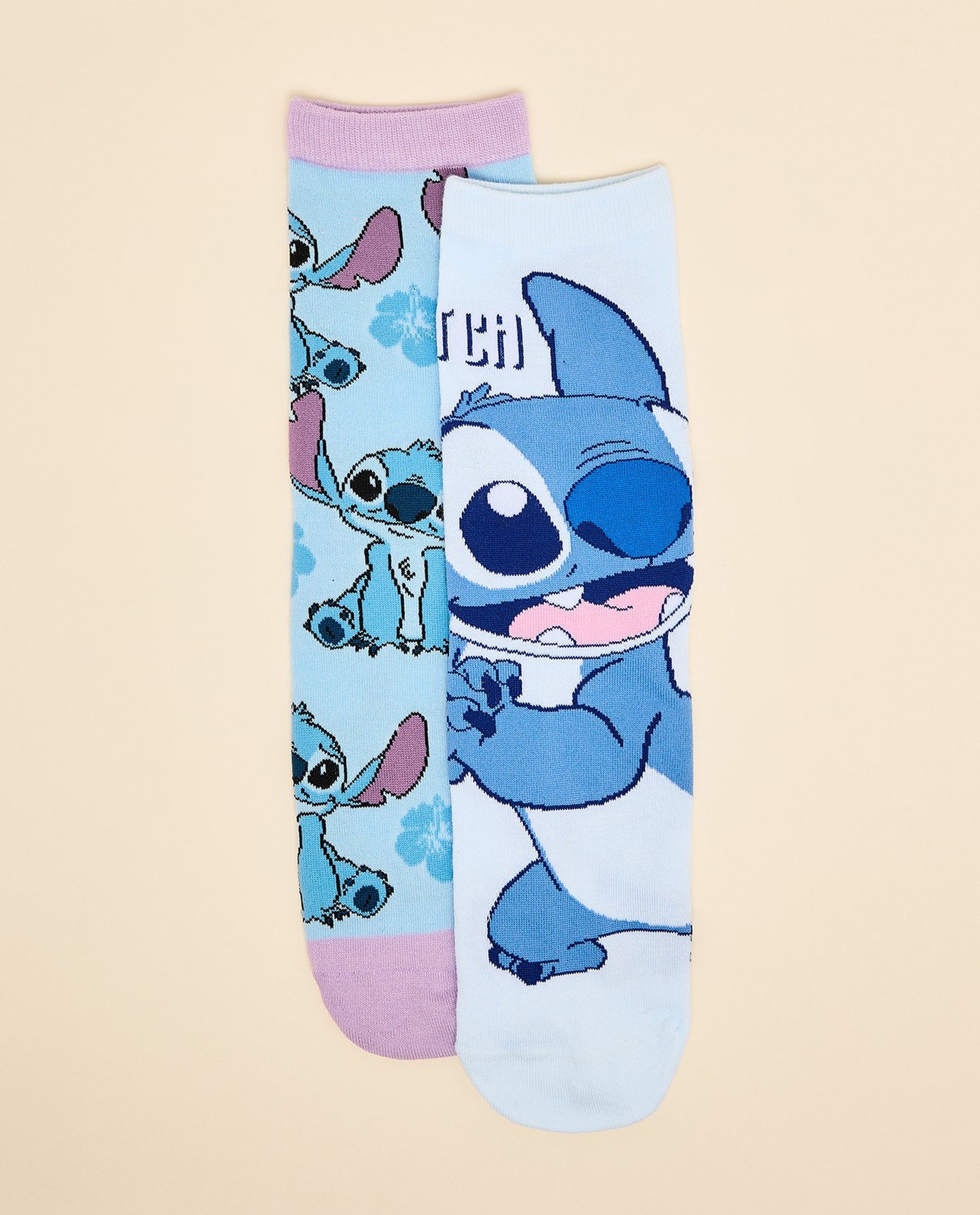 2 Pack Stitch Print Ankle Socks