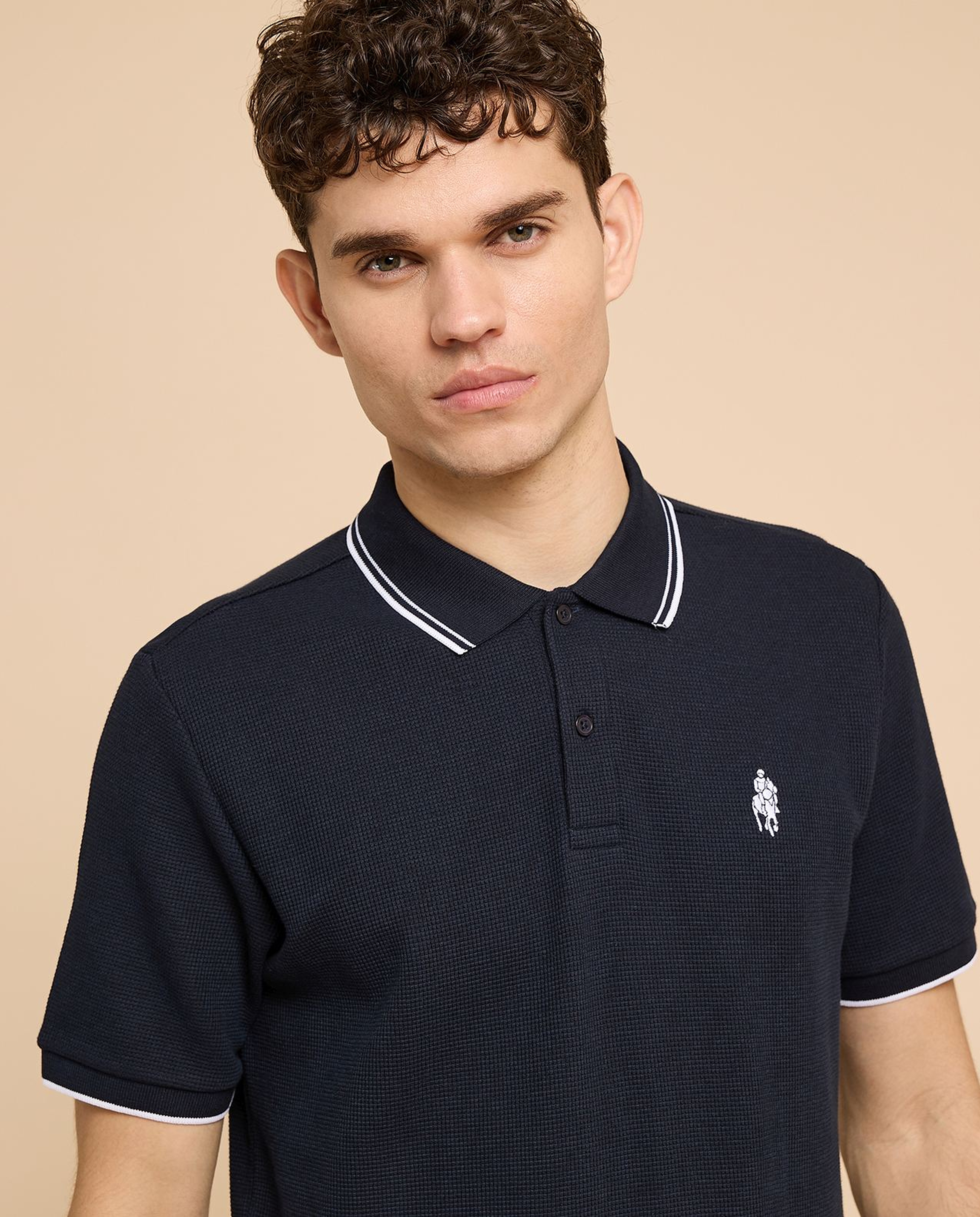 Logo Embroidered Polo T-Shirt with Short Sleeves