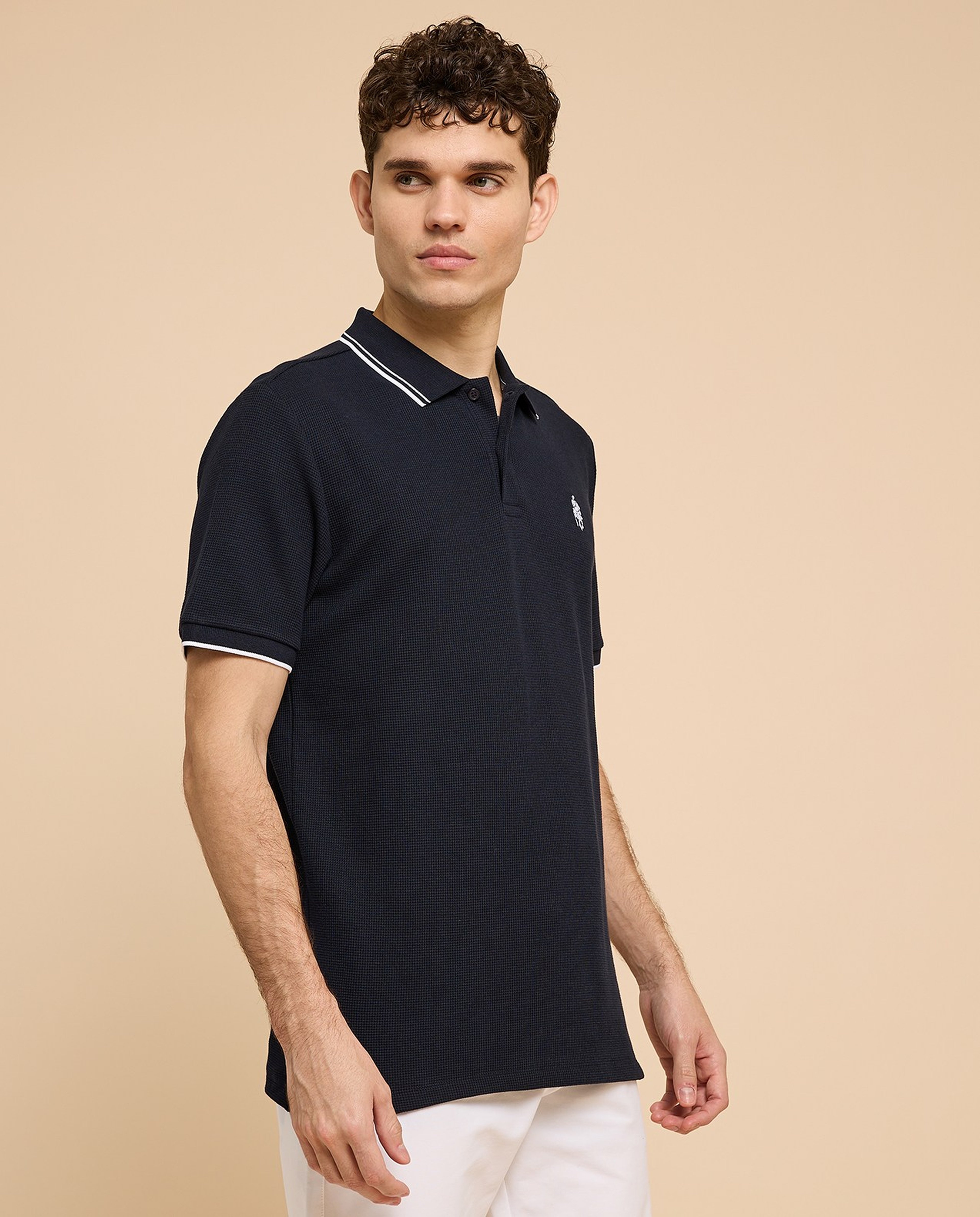 Logo Embroidered Polo T-Shirt with Short Sleeves