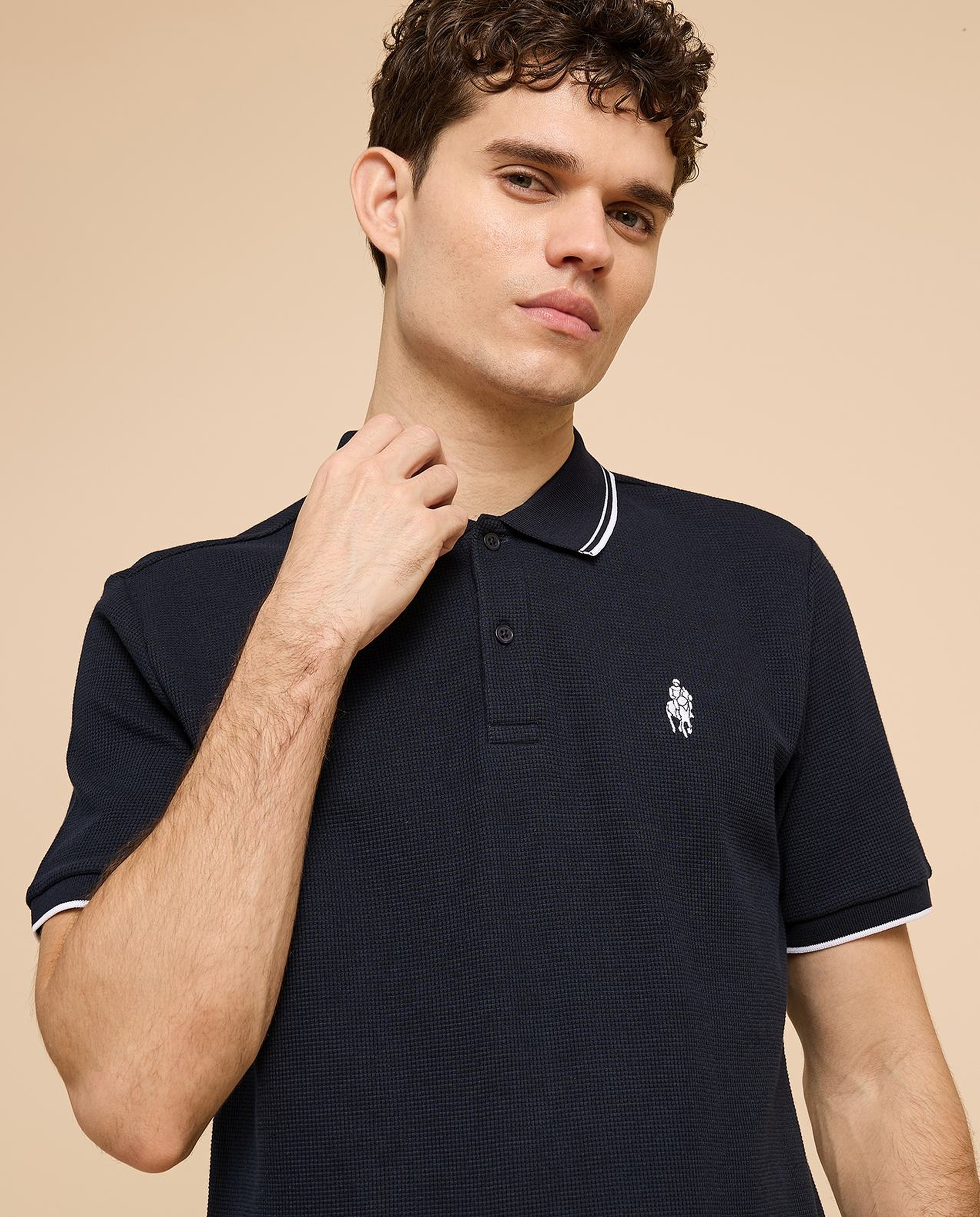 Logo Embroidered Polo T-Shirt with Short Sleeves