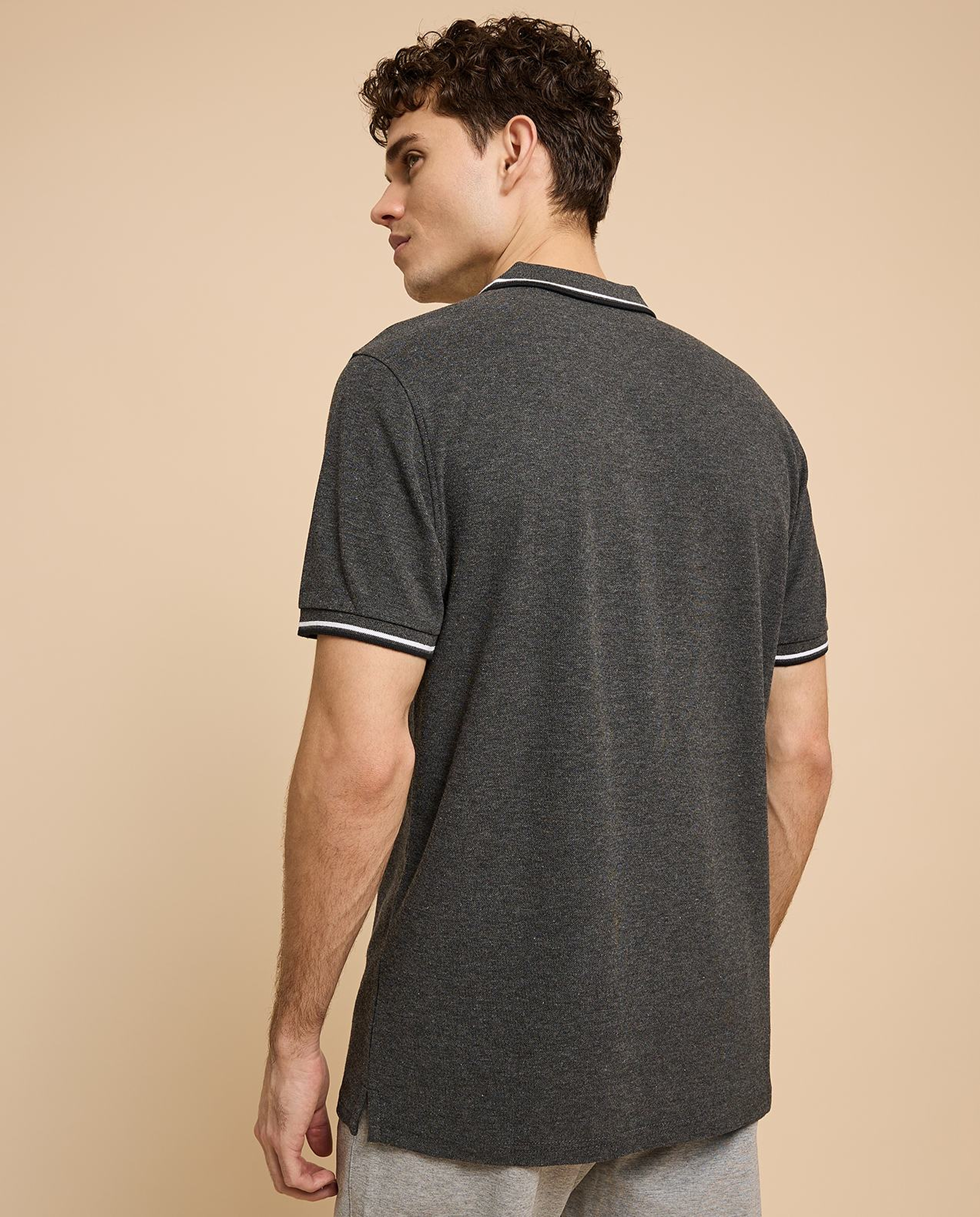 Contrast Tipping Polo T-Shirt with Short Sleeves