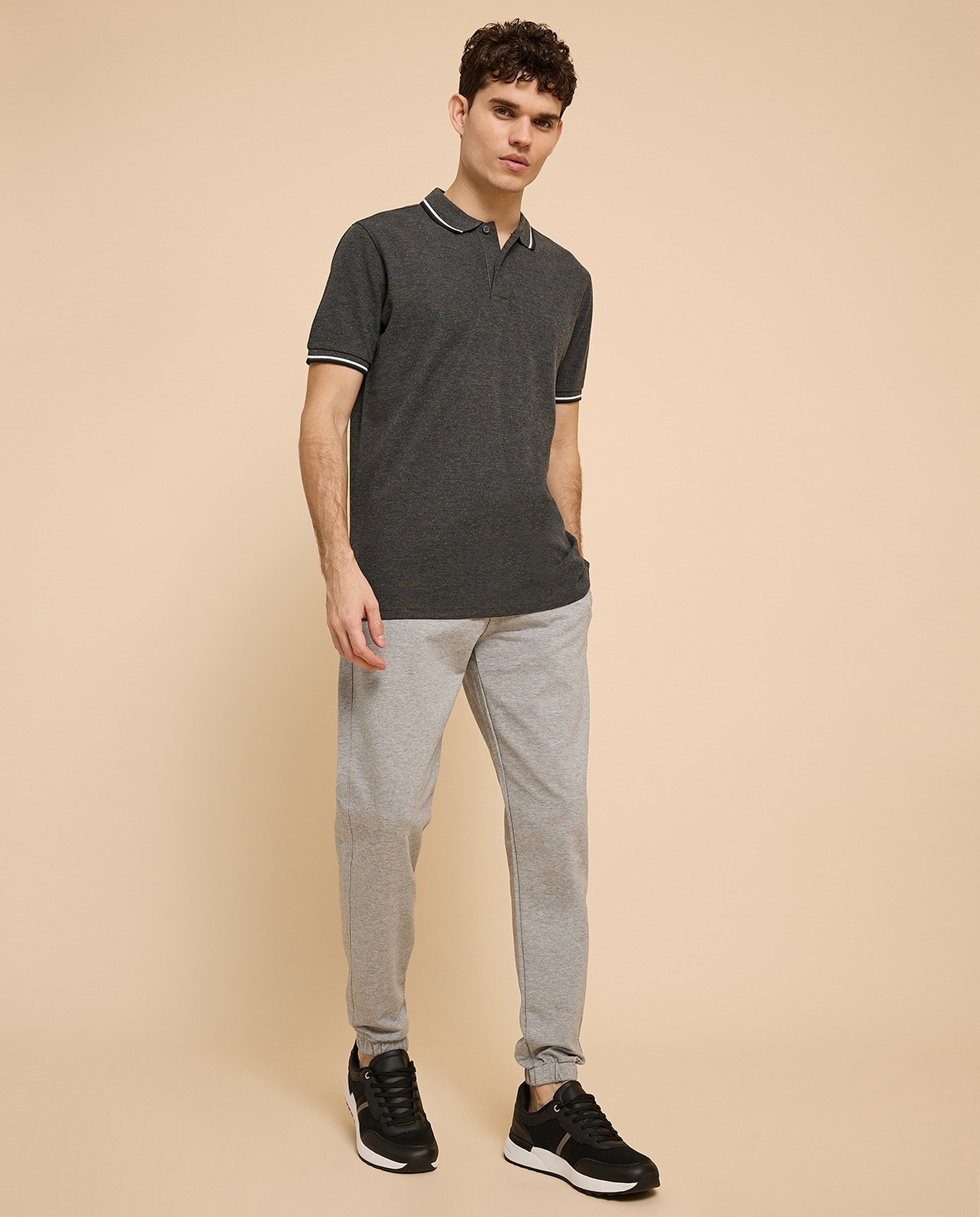 Contrast Tipping Polo T-Shirt with Short Sleeves