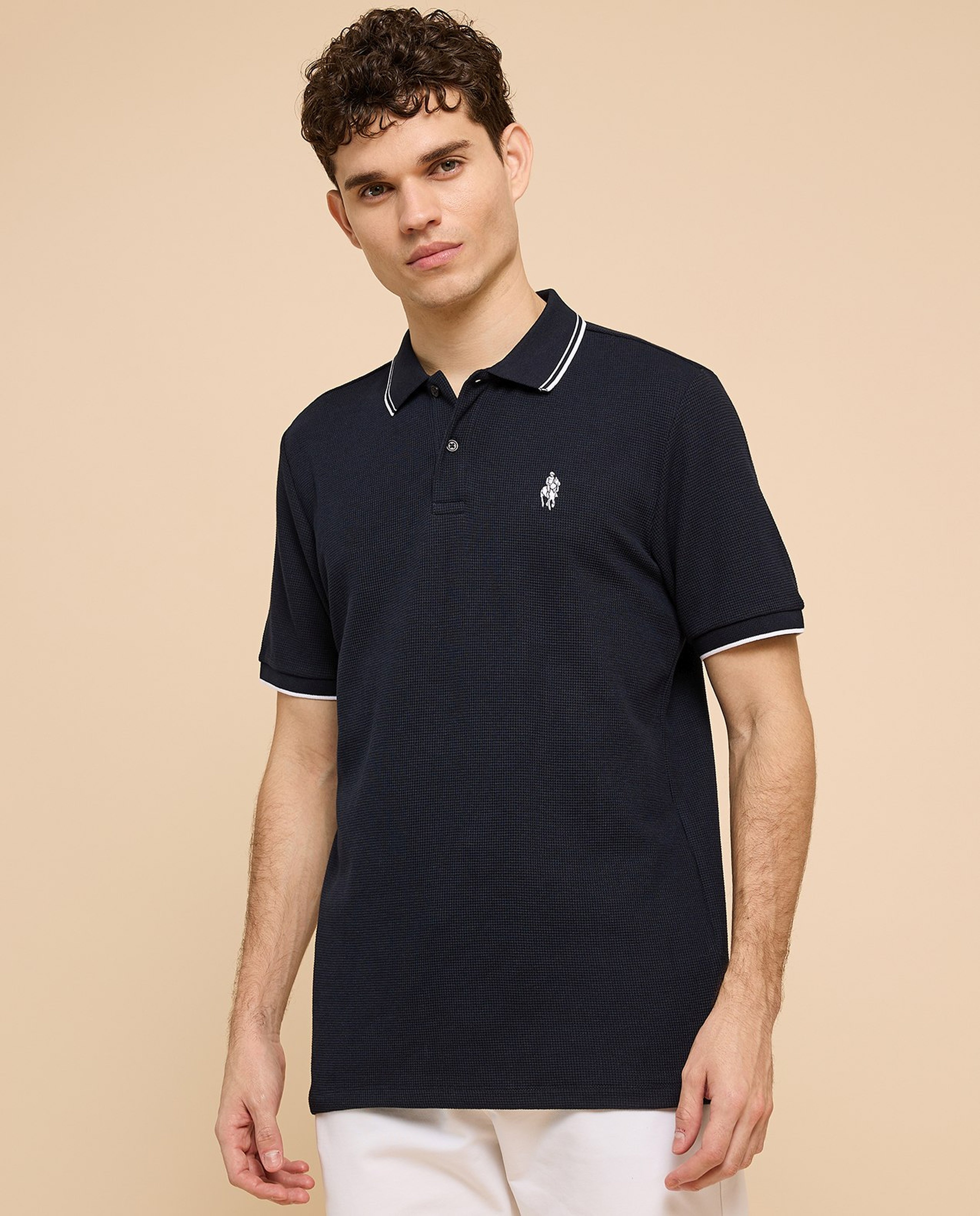Logo Embroidered Polo T-Shirt with Short Sleeves