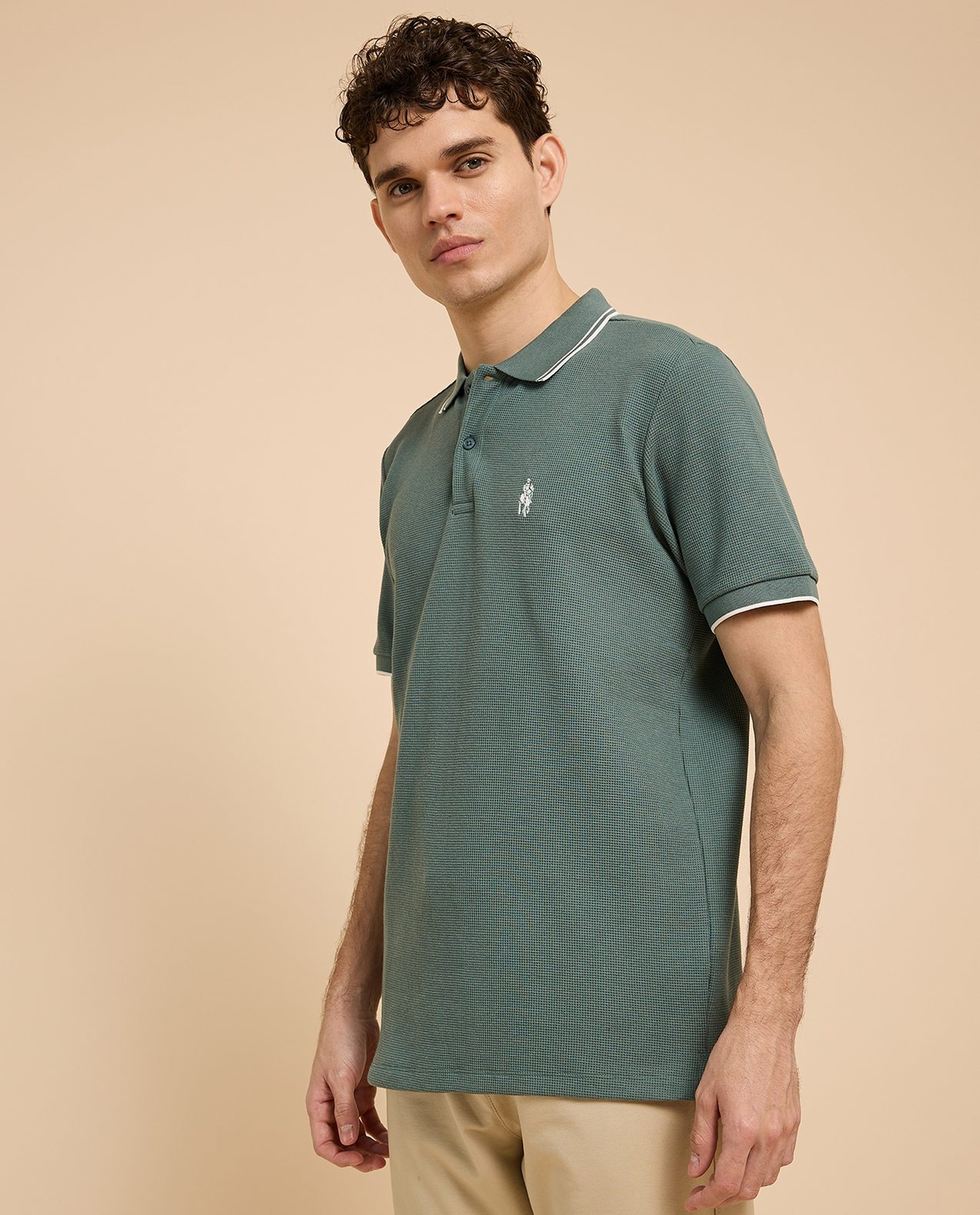 Logo Embroidered Polo T-Shirt with Short Sleeves