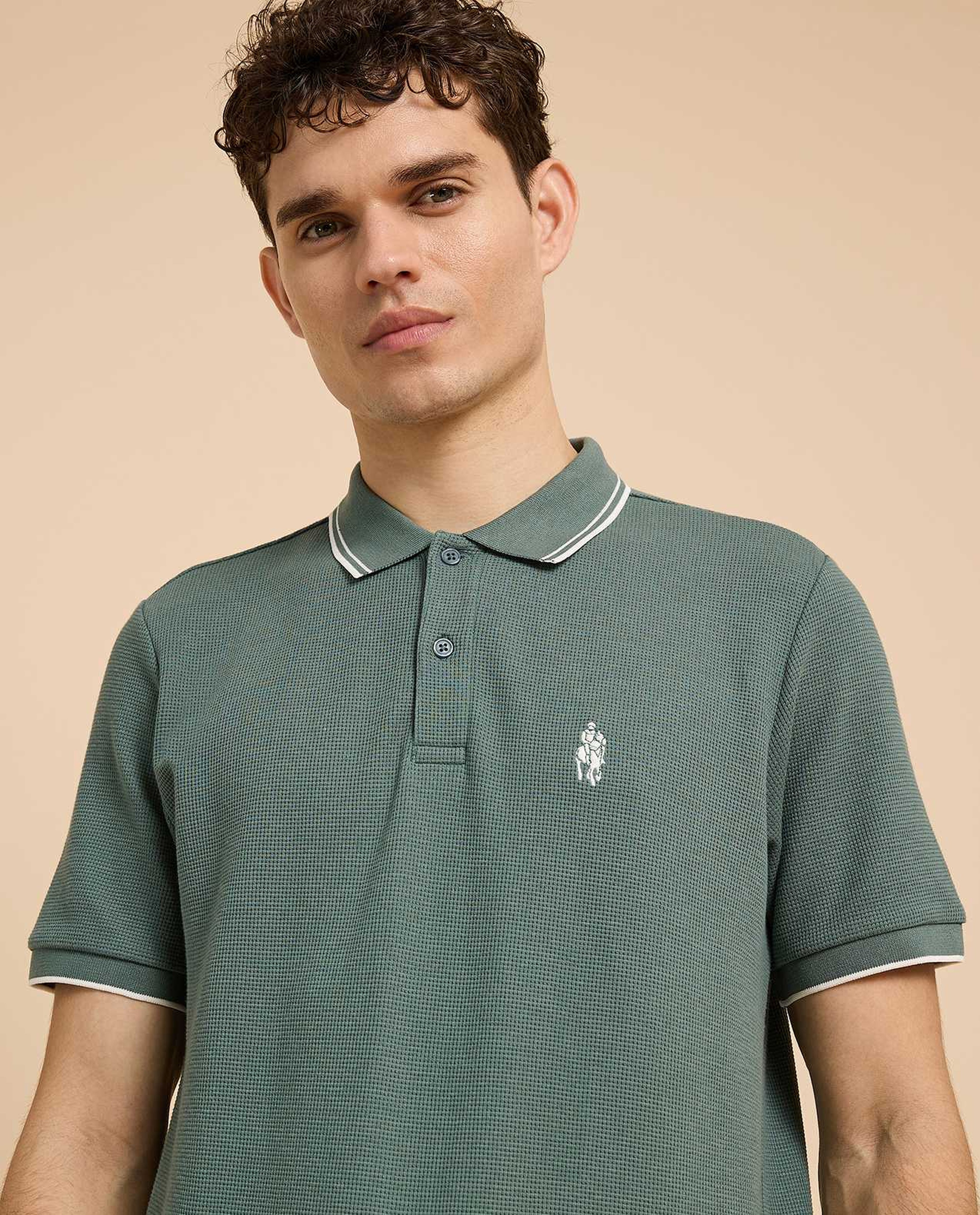 Logo Embroidered Polo T-Shirt with Short Sleeves