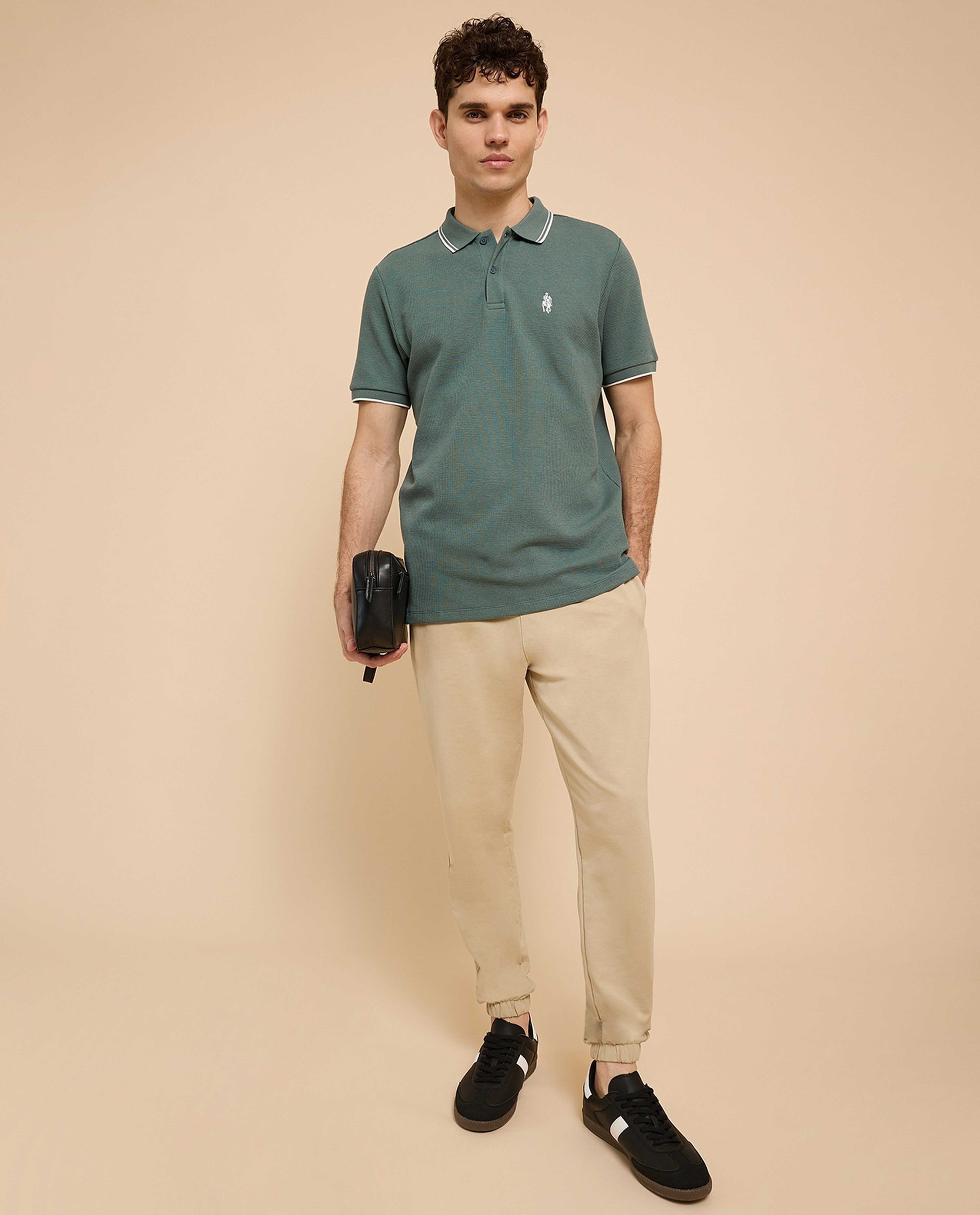 Logo Embroidered Polo T-Shirt with Short Sleeves