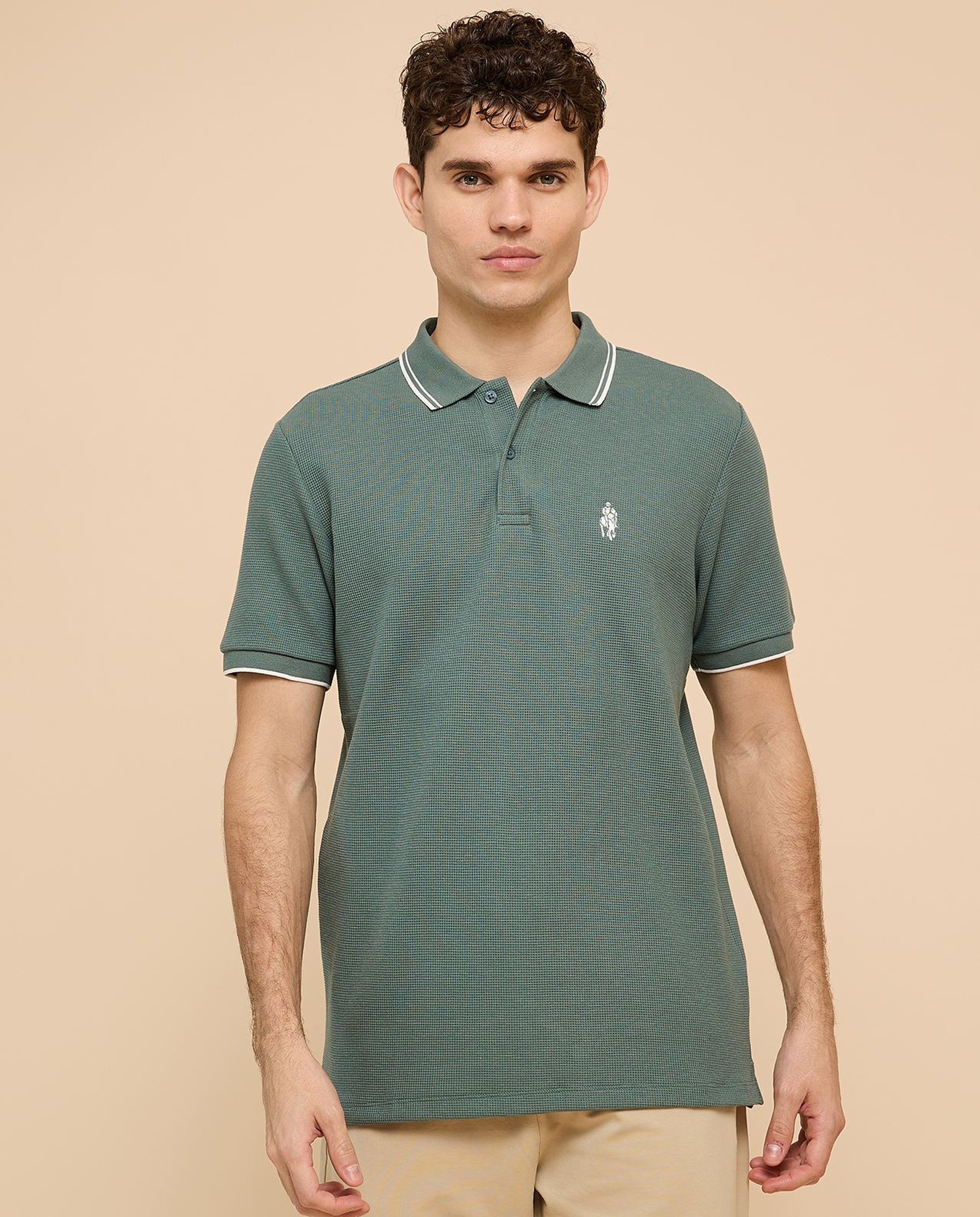 Logo Embroidered Polo T-Shirt with Short Sleeves