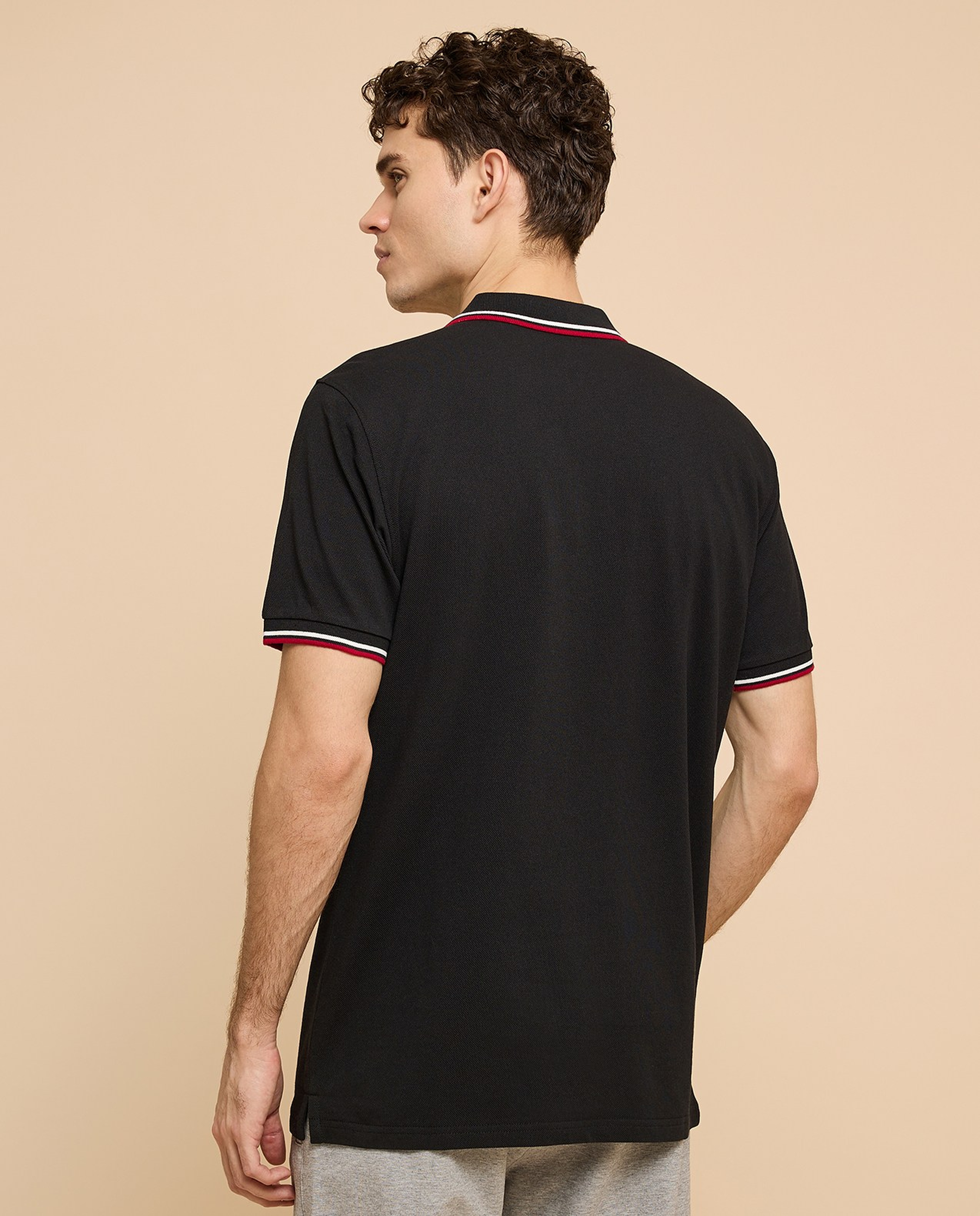 Contrast Tipping Polo T-Shirt with Short Sleeves