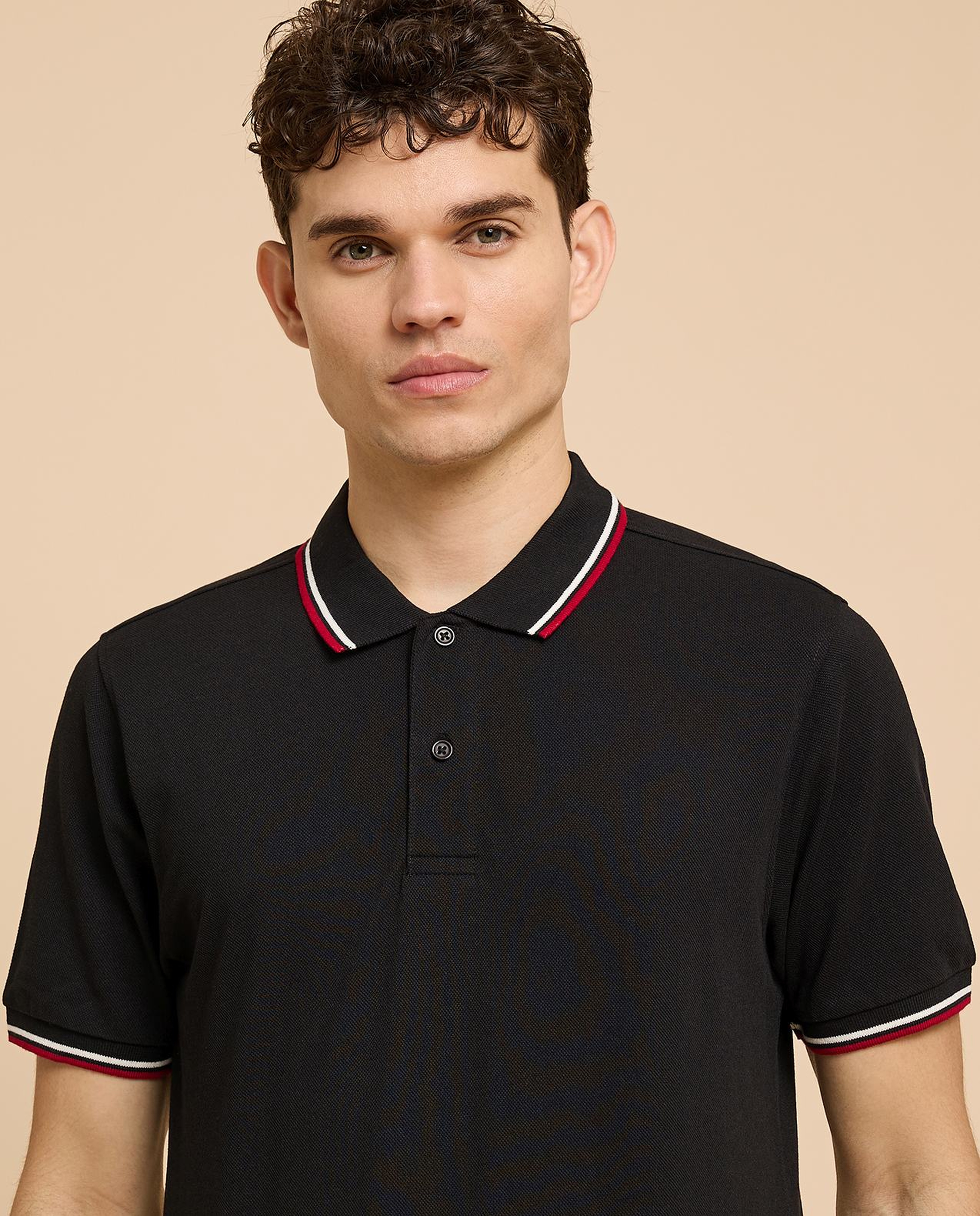 Contrast Tipping Polo T-Shirt with Short Sleeves