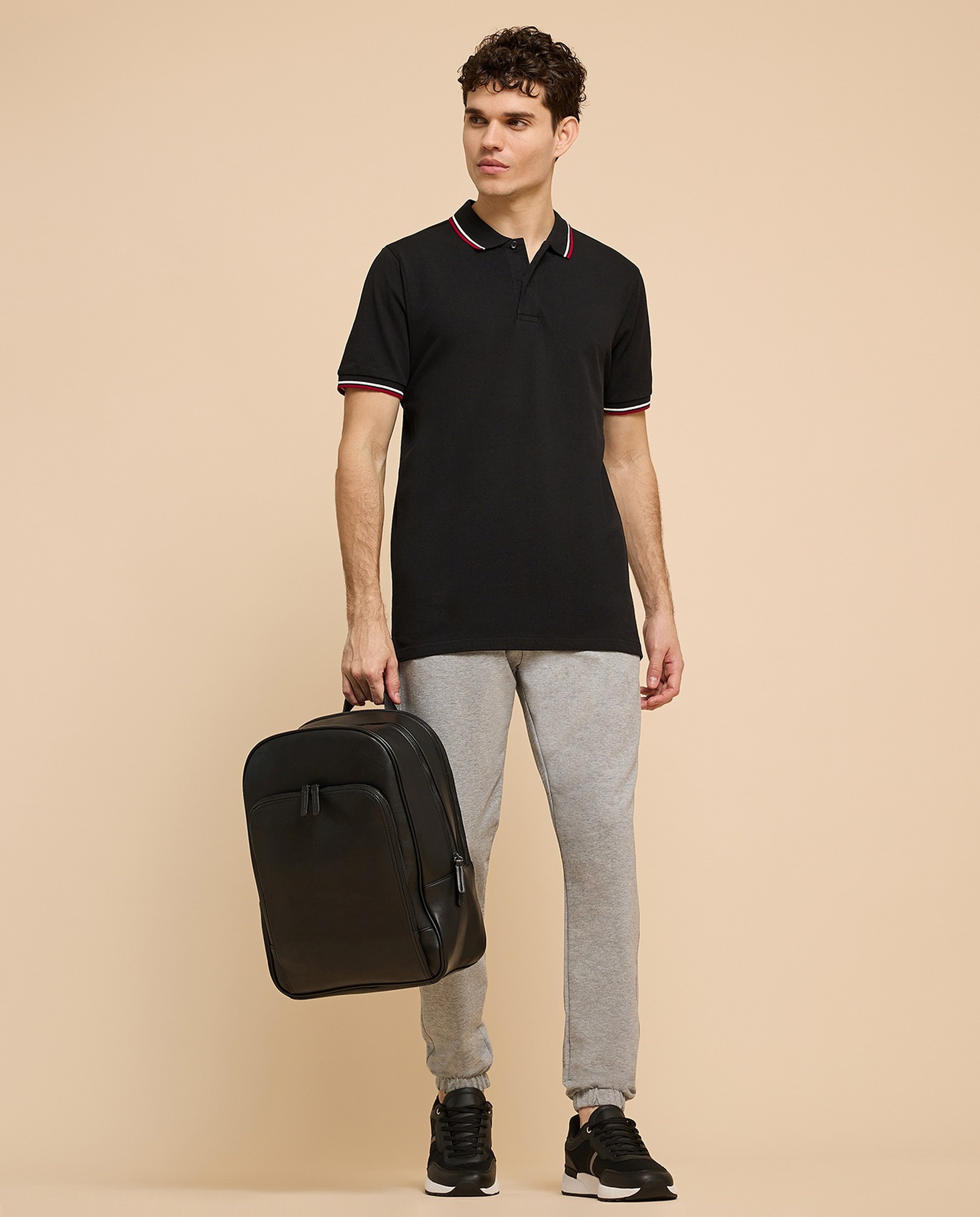 Contrast Tipping Polo T-Shirt with Short Sleeves