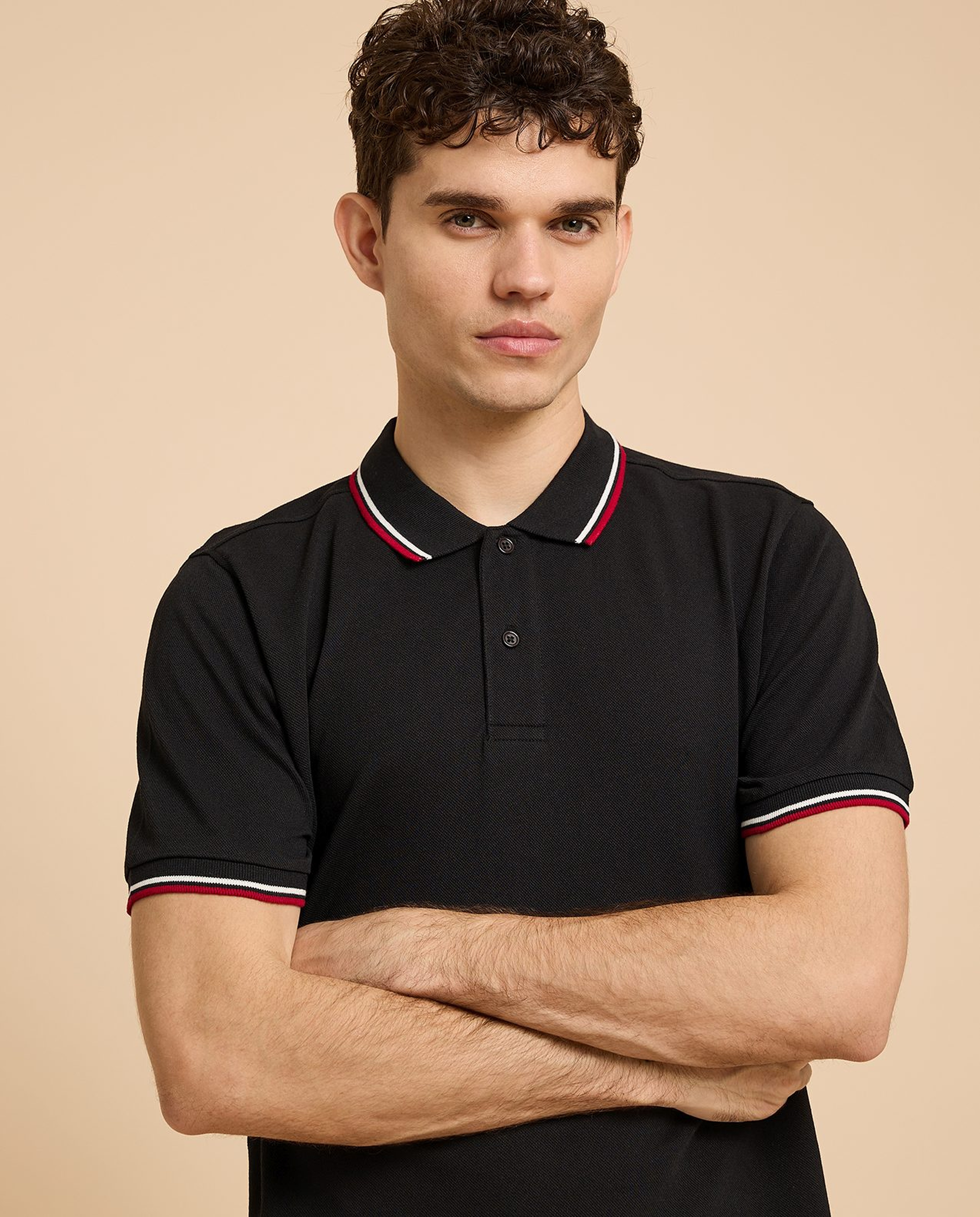Contrast Tipping Polo T-Shirt with Short Sleeves