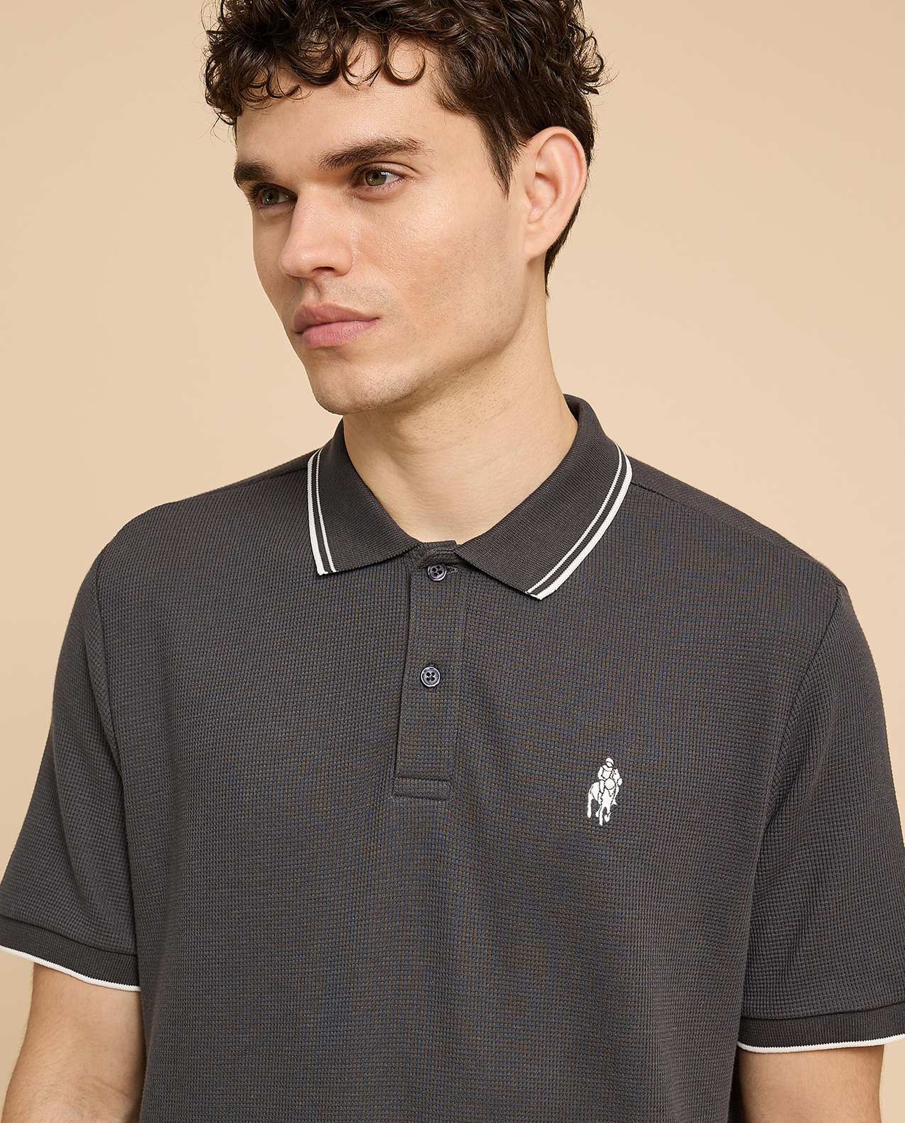 Logo Embroidered Polo T-Shirt with Short Sleeves