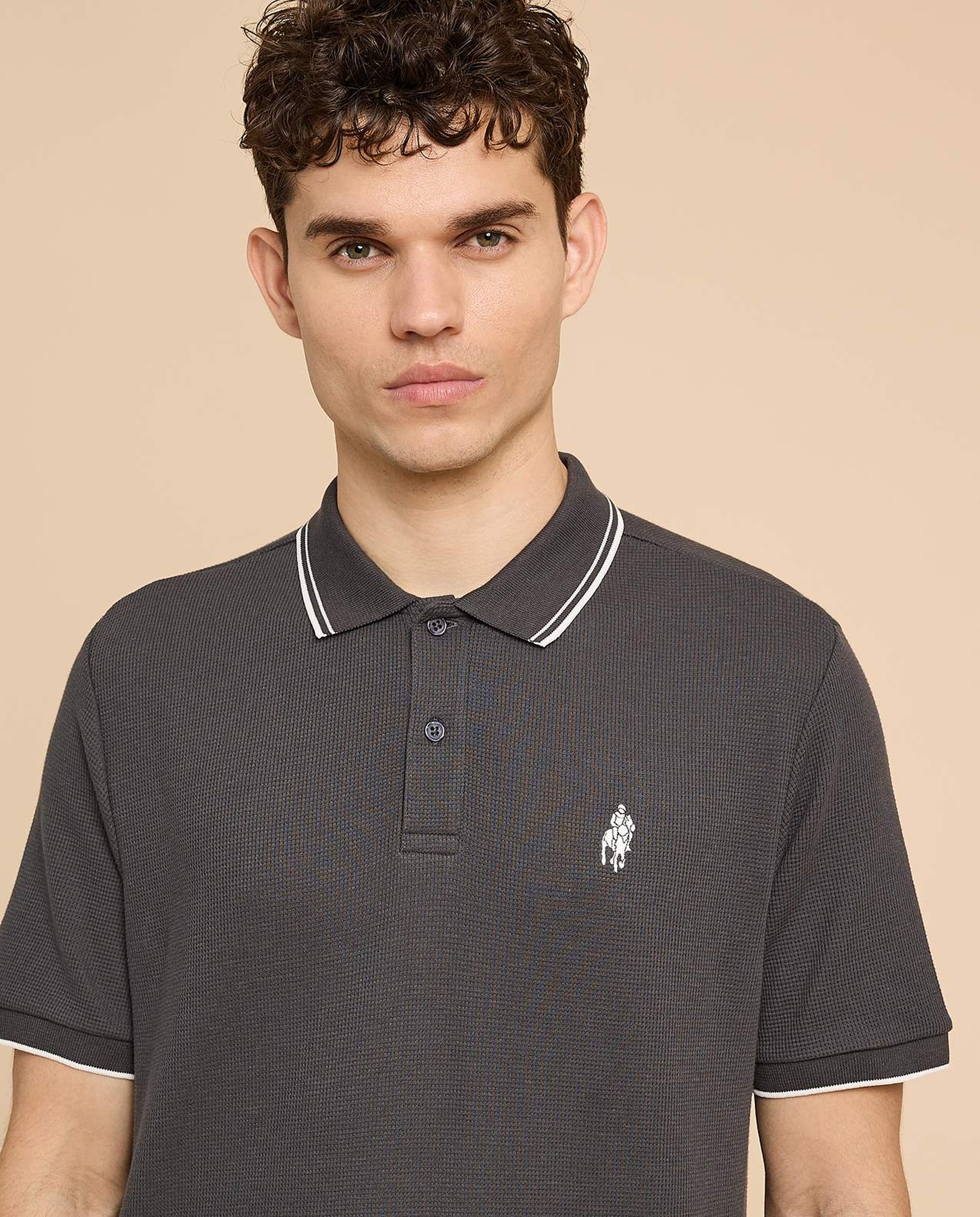 Logo Embroidered Polo T-Shirt with Short Sleeves
